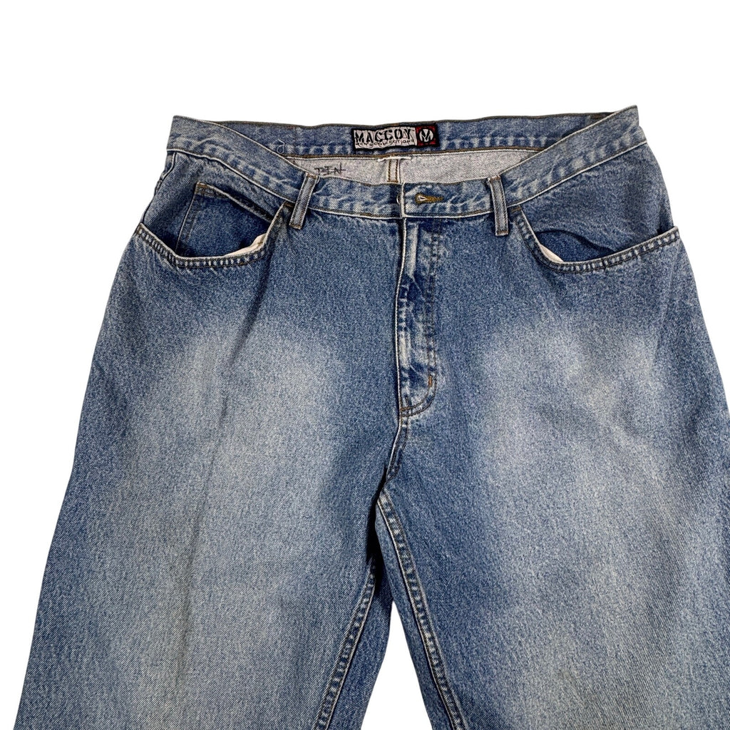 Maccoy Jeans Collection Mens 38x28 Baggy Wide Leg Y2K Skater Blue Denim 90s