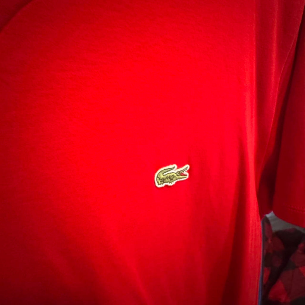 Red lacoste v neck t shirt lacoste