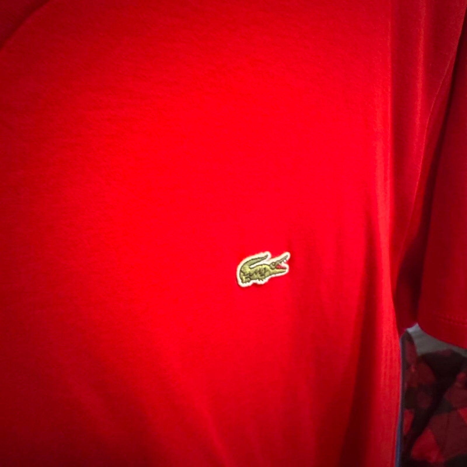 Red lacoste v neck t shirt lacoste