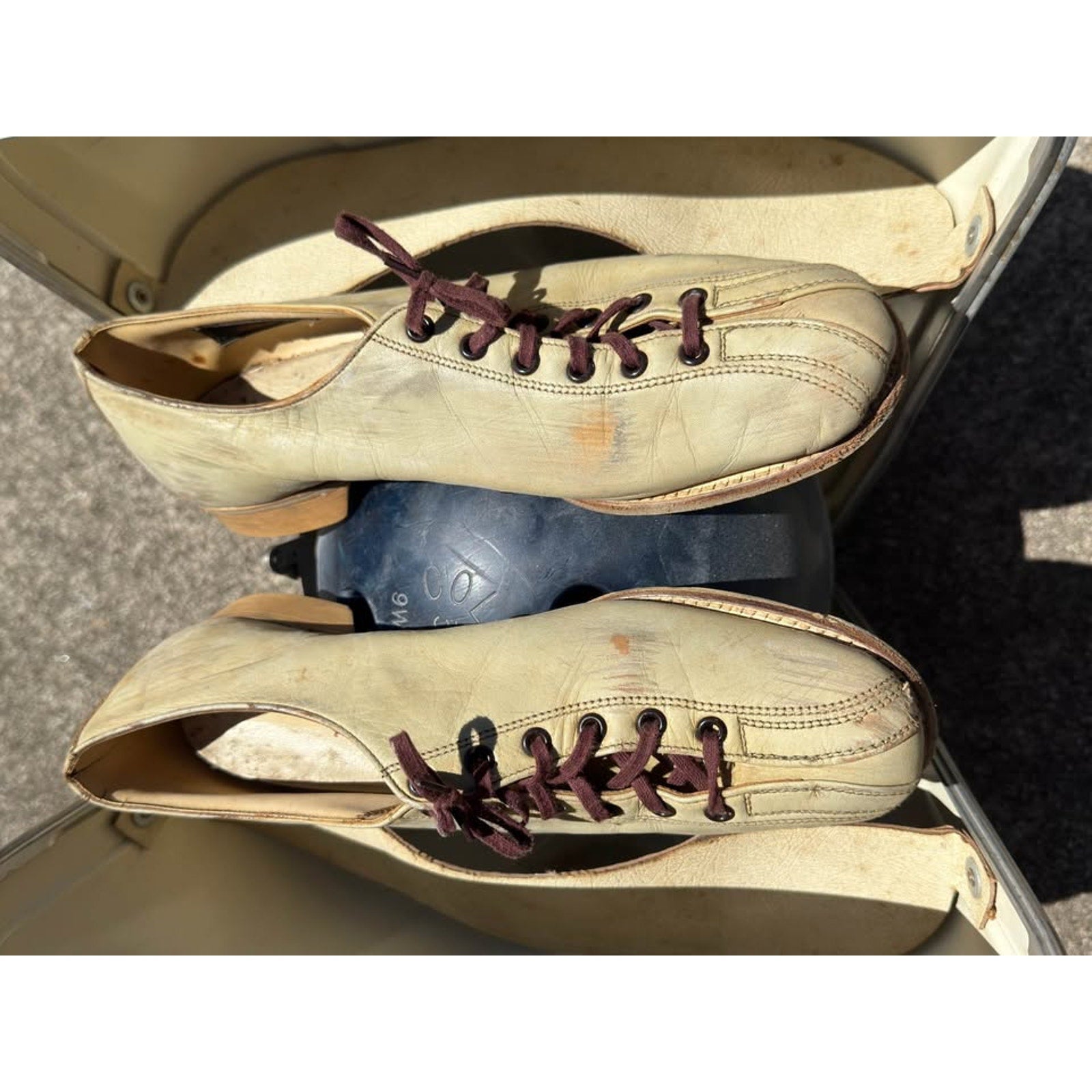 Vintage Brunswick Bowling Shoes + Columbia 300 Ball w/ Hard Case Retro Set