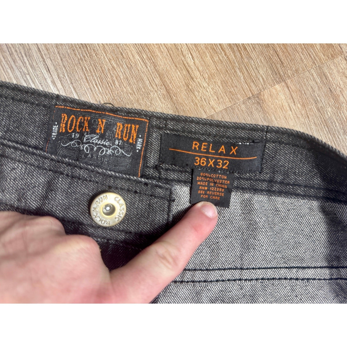 Y2K Rock N Run Relax Fit Baggy Wide Leg Skater Hip Hop Jeans Men’s 36x32