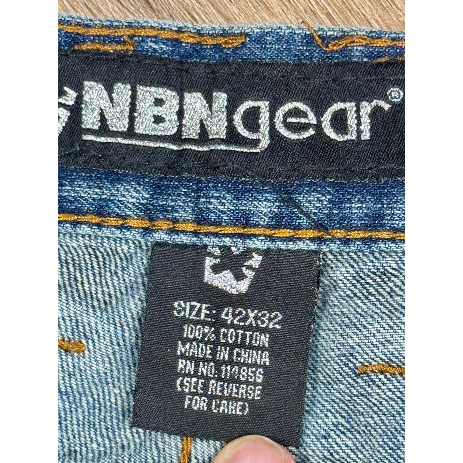 NBN Gear Embroidered Flap Pocket Jeans Men’s 42x32 Baggy Y2K Blue Denim Skater