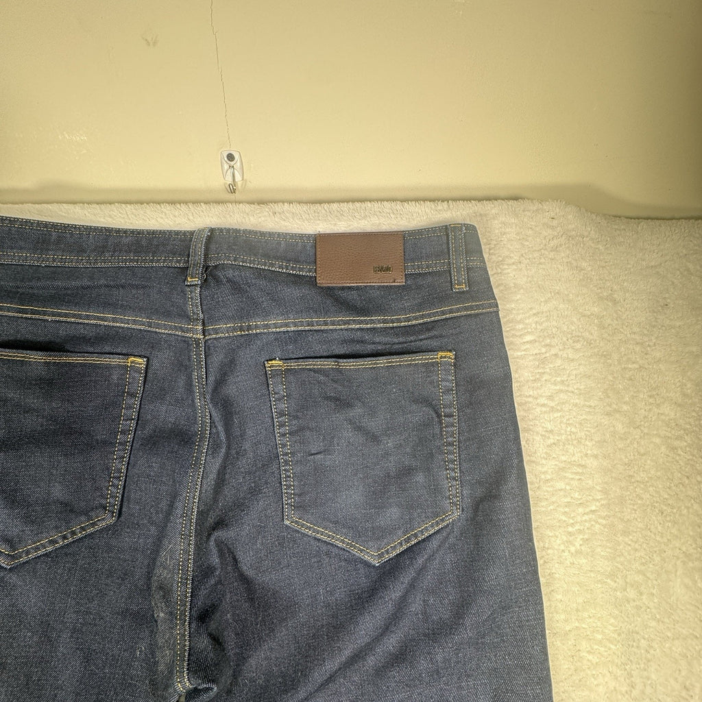 Enzo Tovare Mens 38 x 29 Dark Wash Slim Straight Stretch Denim Jeans Blue