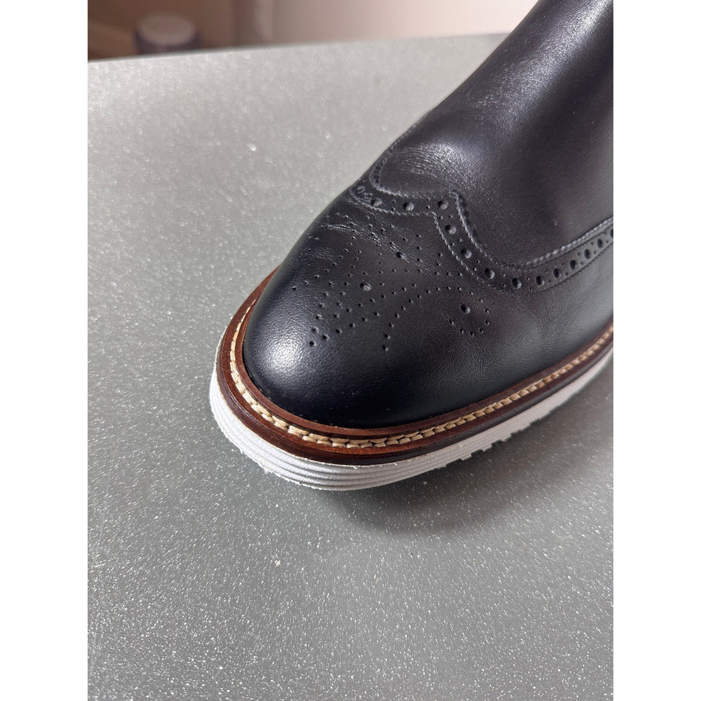 Johnston & Murphy Collection Chelsea Wingtip Boots Black Leather Italy Mens 10M