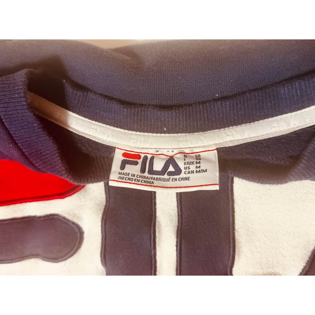 FILA Straight Blocked Colorblock Crewneck Sweatshirt Black White Red Men Medium