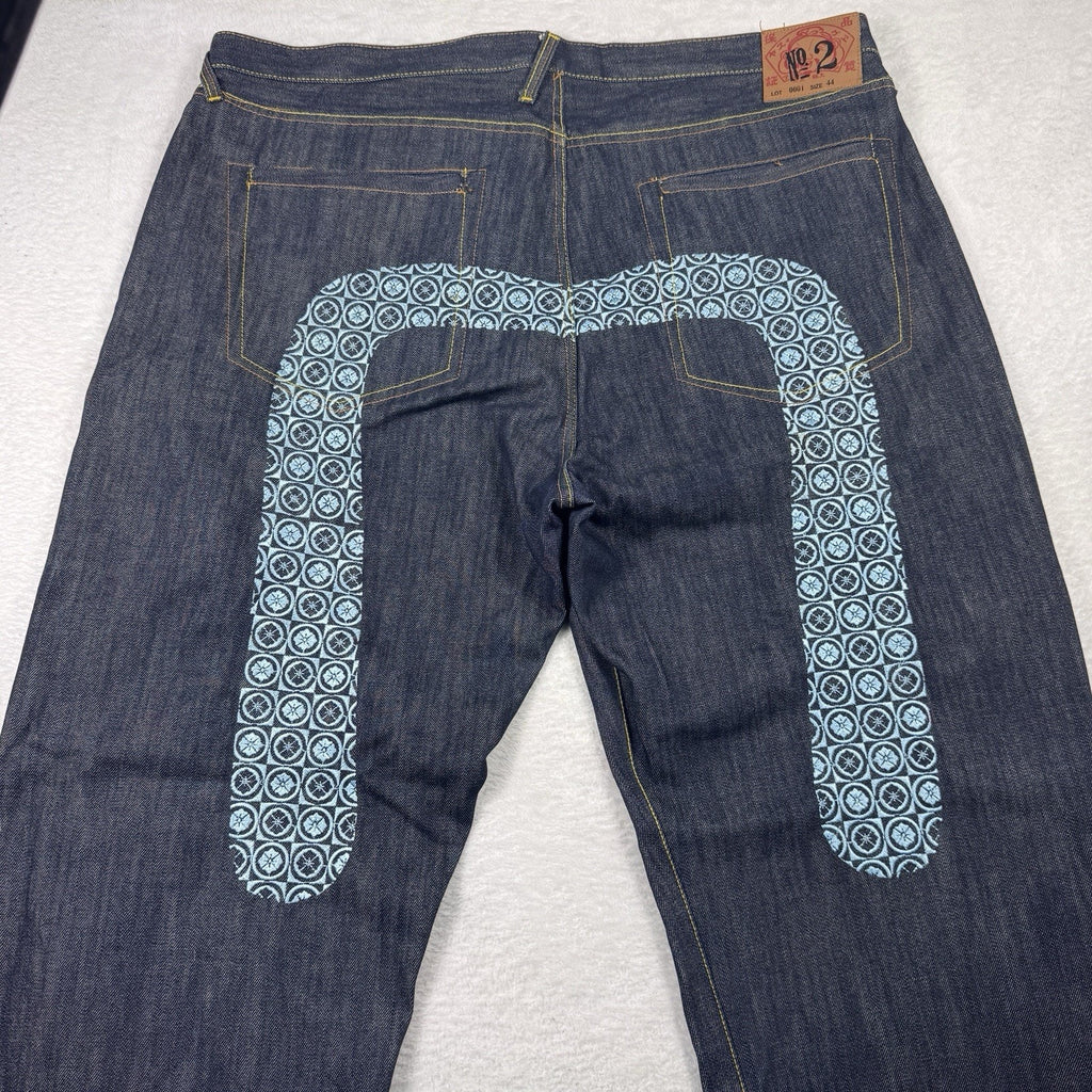 Vtg Y2K Evisu No.2 Lot 0001 Selvedge Denim Jeans Japan Button Fly Baggy 44x36