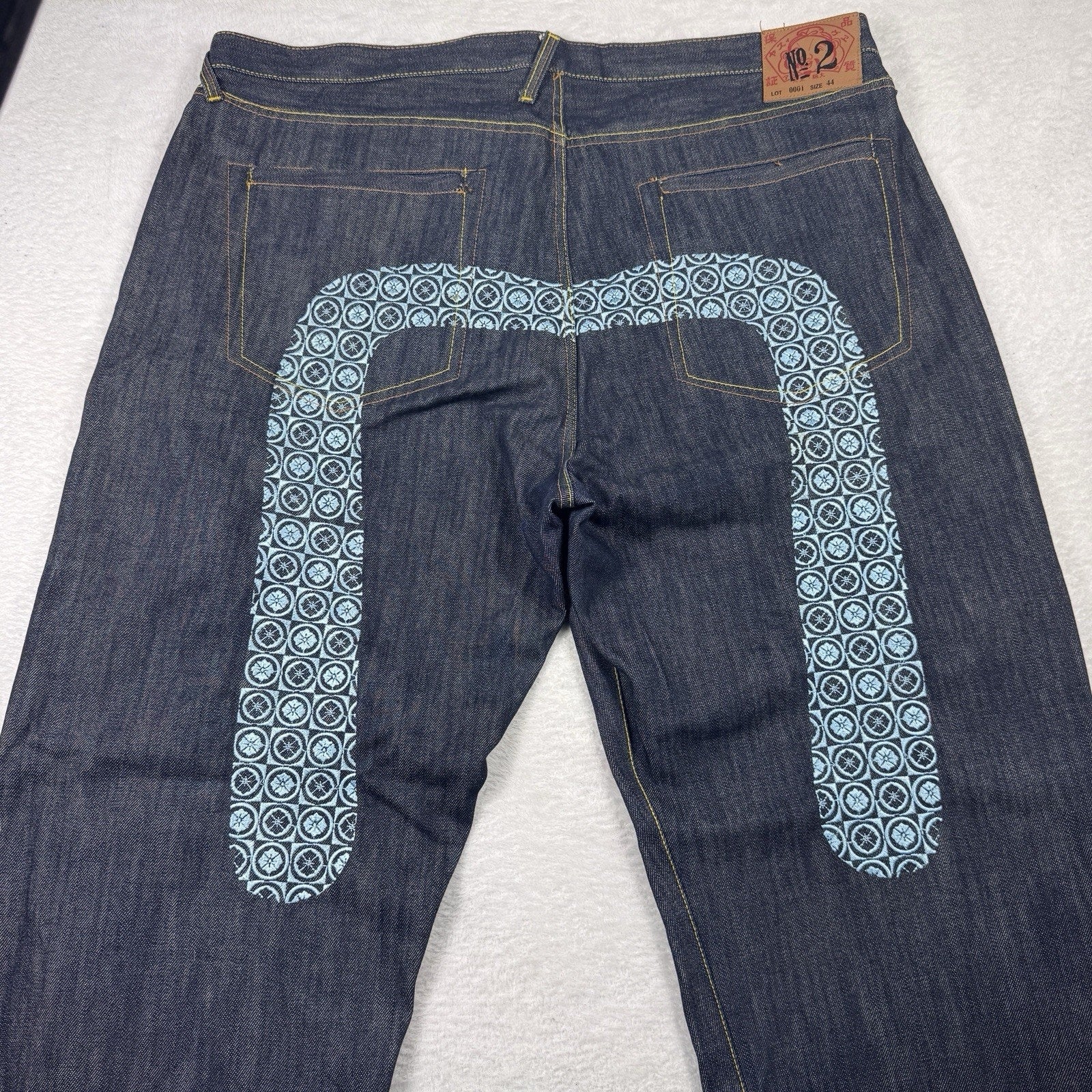 Vtg Y2K Evisu No.2 Lot 0001 Selvedge Denim Jeans Japan Button Fly Baggy 44x36