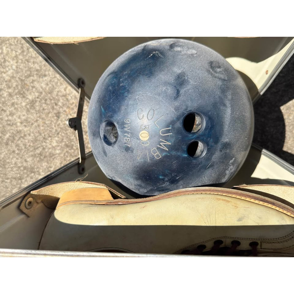 Vintage Brunswick Bowling Shoes + Columbia 300 Ball w/ Hard Case Retro Set