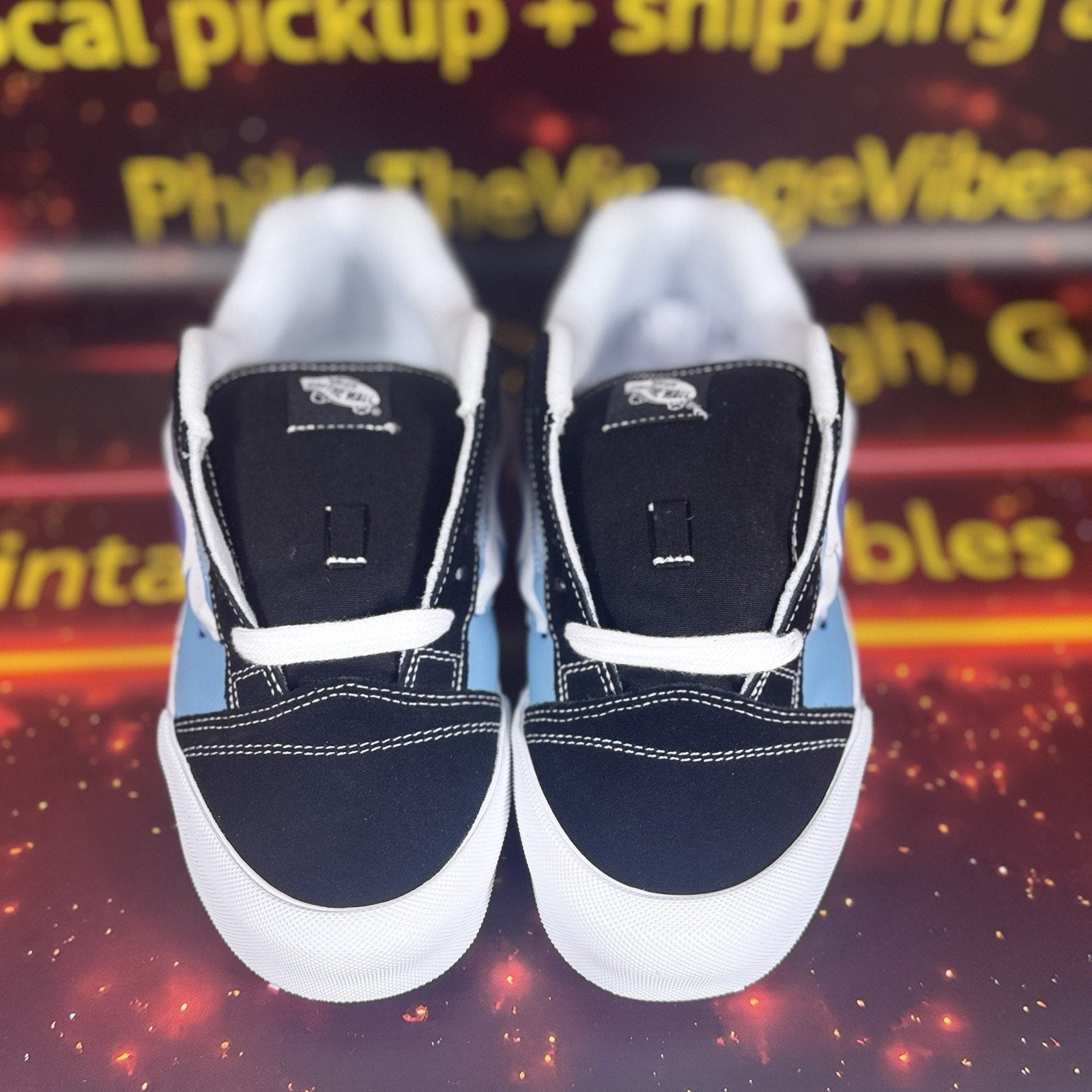 Vans Knu Skool Flame Black Blue Skate Shoes Men’s 9 W 10.5 Y2K Chunky Sneakers