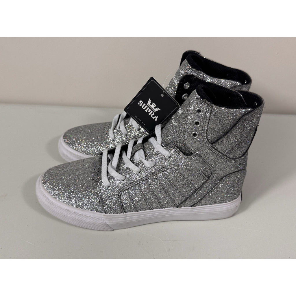 Vtg Rare Y2K Supra Skytop High Top Silver Glitter Sneakers Youth/Men’s US 5 W6.5