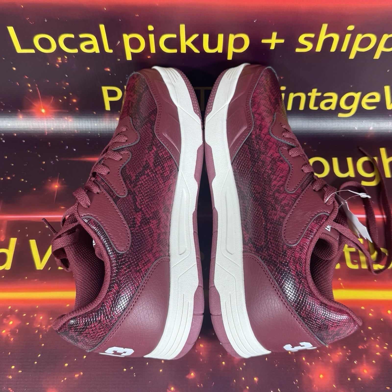 Patrick Ewing Rebound Backcourt Snake Burgundy Sneakers Shoes 1RMSN06-117 8.5