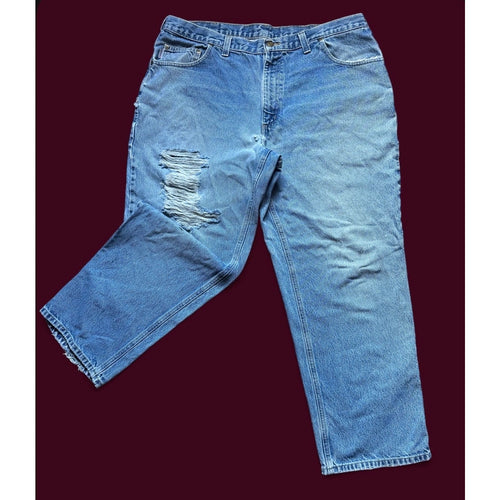 Carhartt Relaxed Fit Jeans Mens 40x30 Light Wash Distressed Workwear Denim