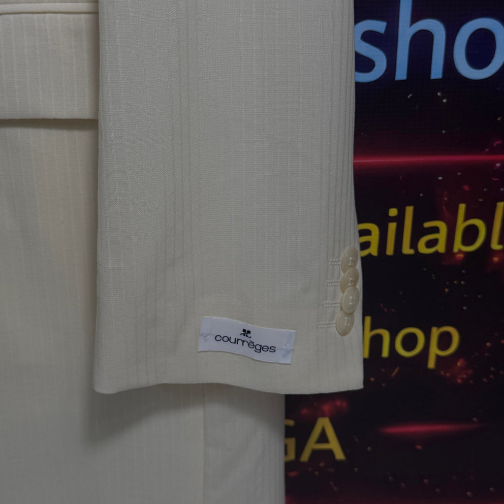 NWT Courrèges Homme Ivory Virgin Wool 2 Piece Suit EU 47 French Designer