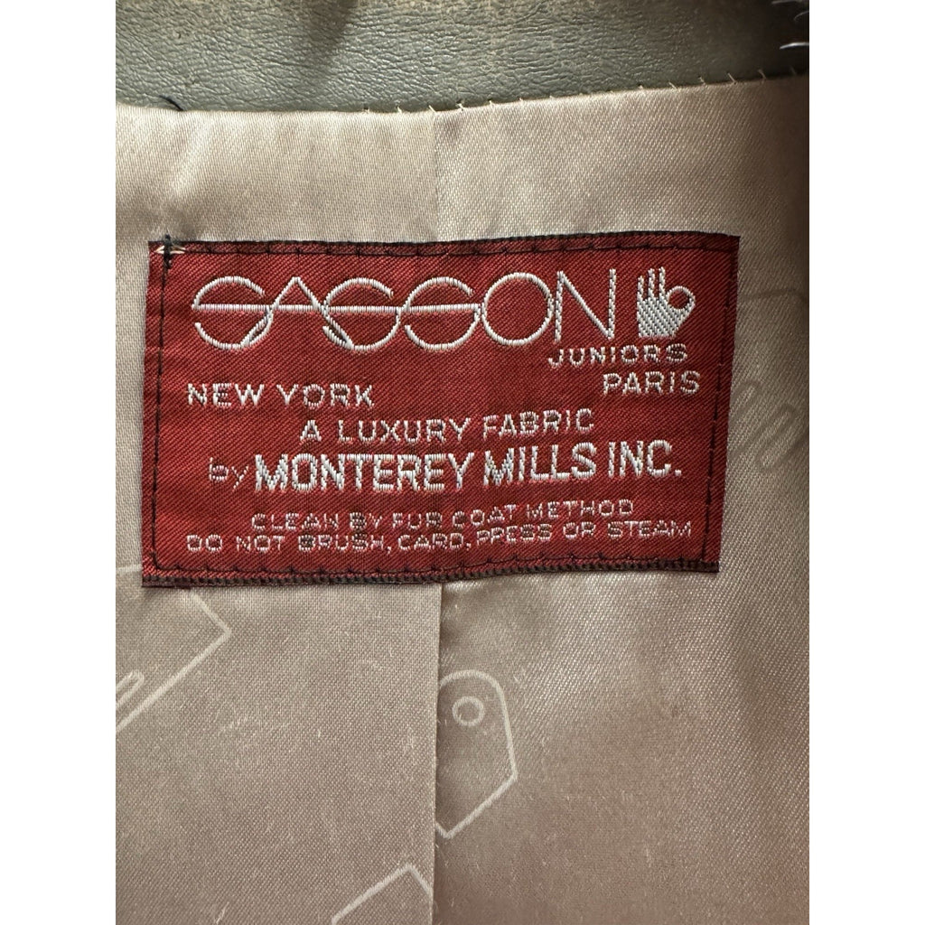 Vtg Sagone Juniors Gray Faux Fur Coat Monterey Mills Paris New York M/L Luxury