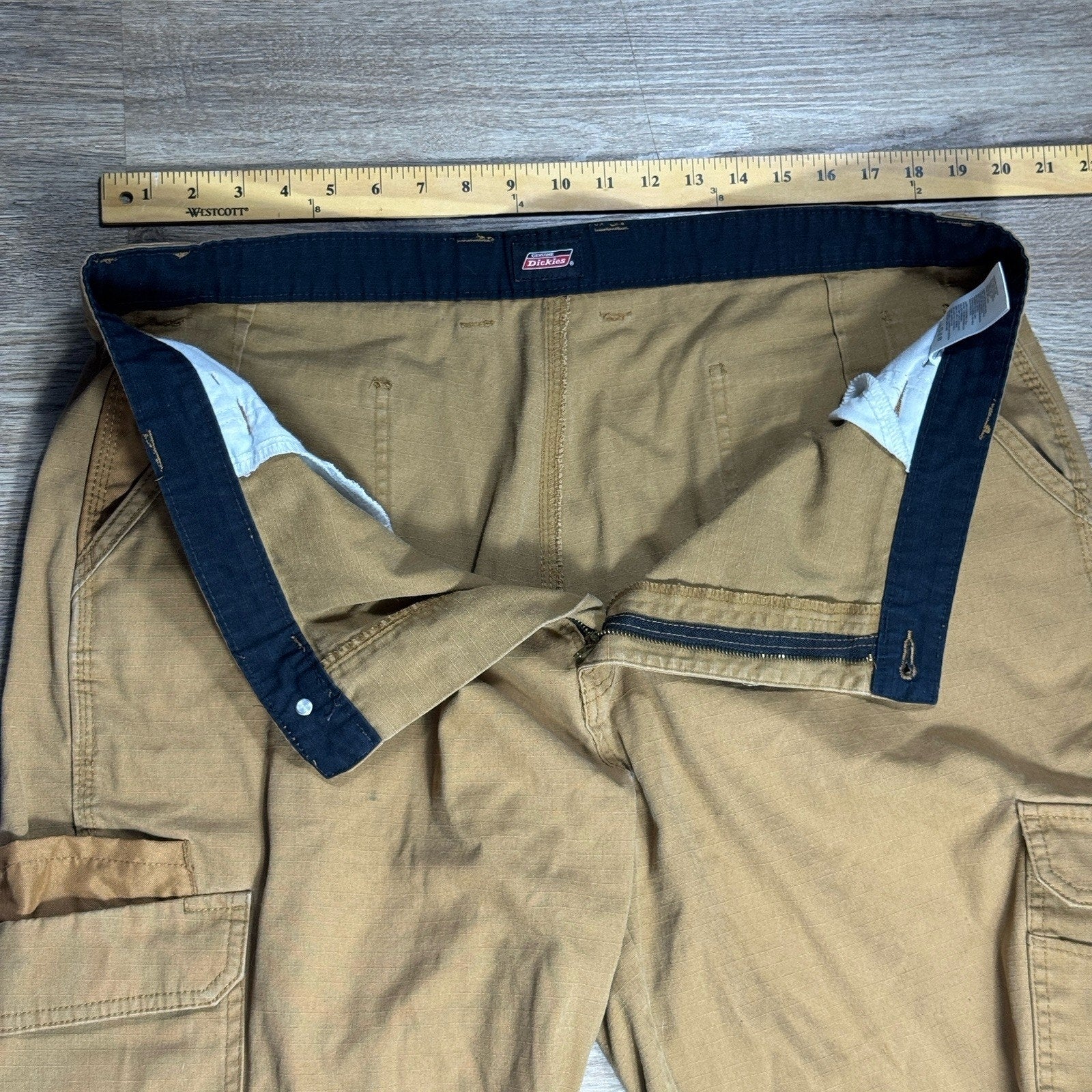 Genuine Dickies Ripstop Cargo Shorts Mens 40 Brown Relaxed Fit Work Utility