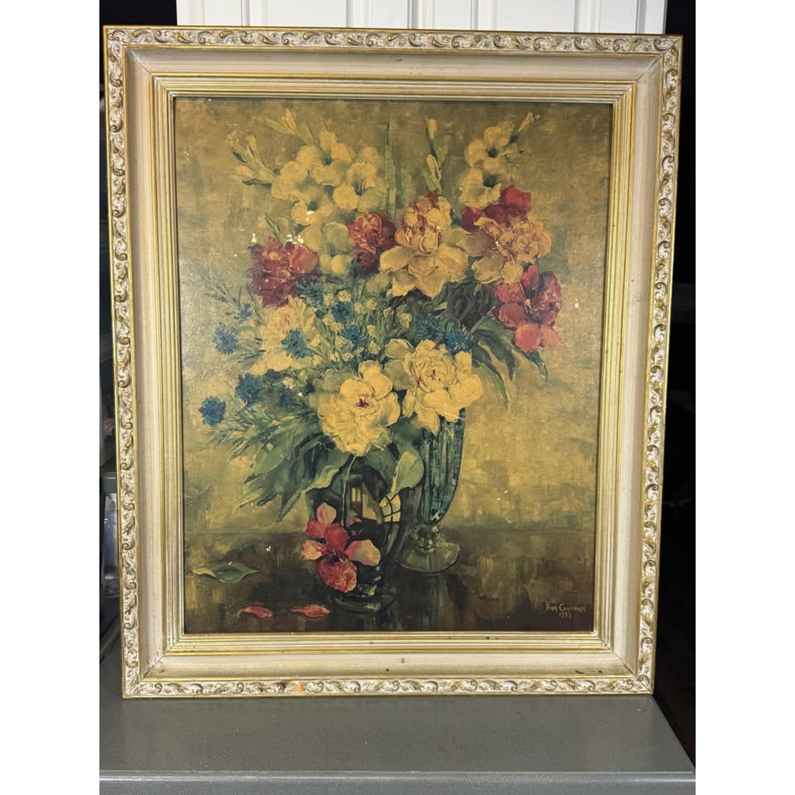 Ann Cochran Summer Splendor 1944 Oil Painting Floral Still Life Framed TV Prop