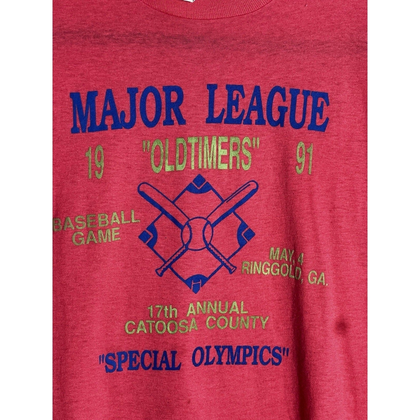 Vintage Screen Stars Special Olympics T Shirt Catoosa County Red USA L
