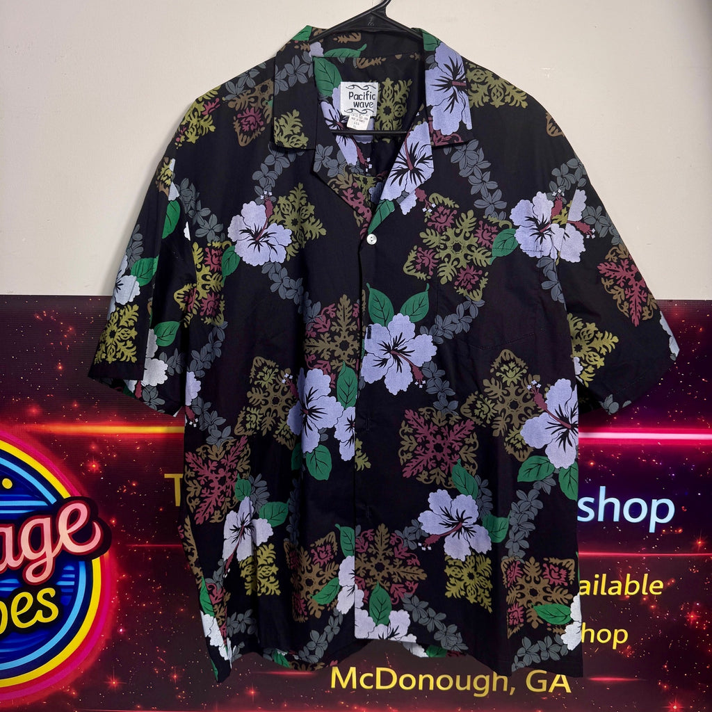 Vintage Pacific Wave Hawaiian Shirt XL Made In Hawaii USA Floral Aloha Camp