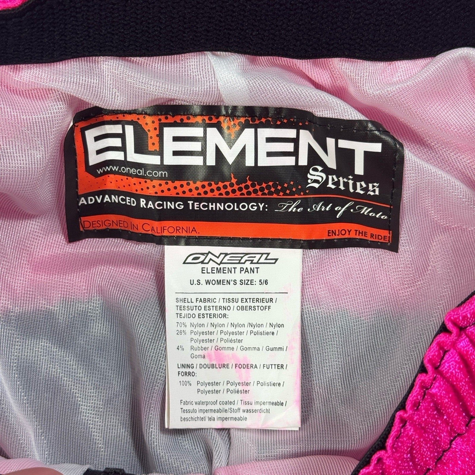 O’Neal Element Women’s Motocross Jersey Pants Set Pink Black Yellow MD 5/6