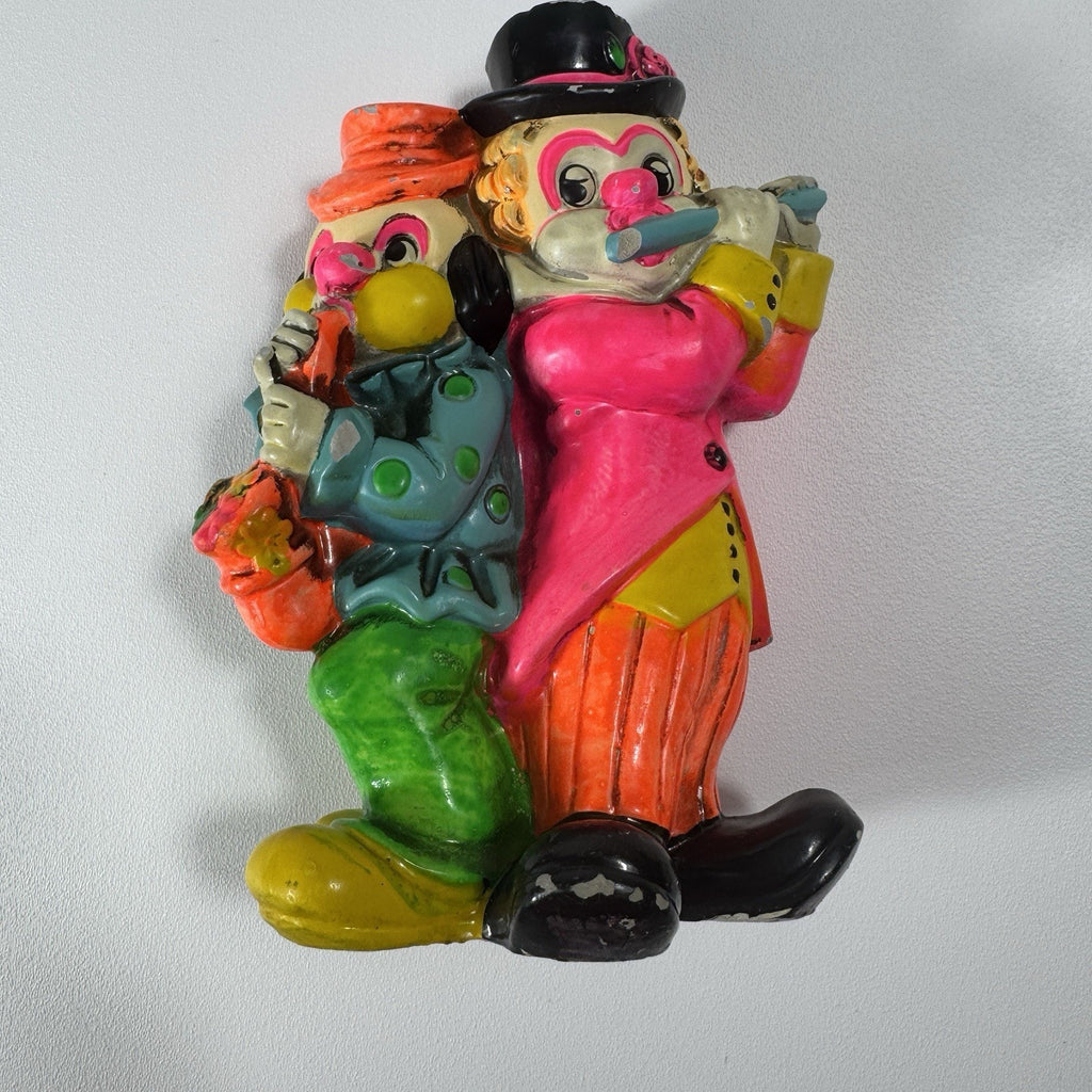 Vtg 1968 OSL Japan Musician Clown Coin Bank Chalkware Rare Vibrant Colorful HTF