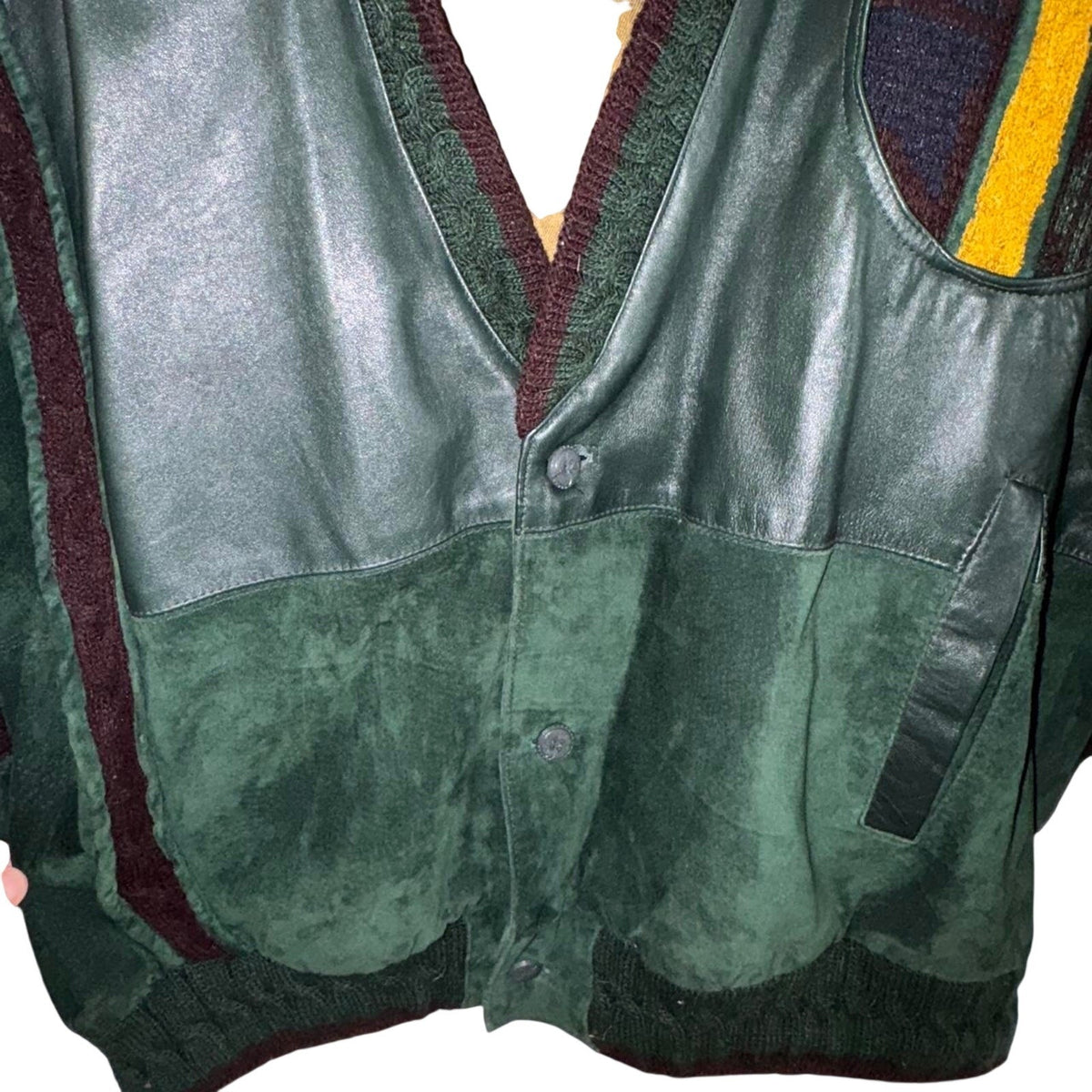 Vintage Saxony Collection Patchwork Leather Jacket 90s Artwear 3X