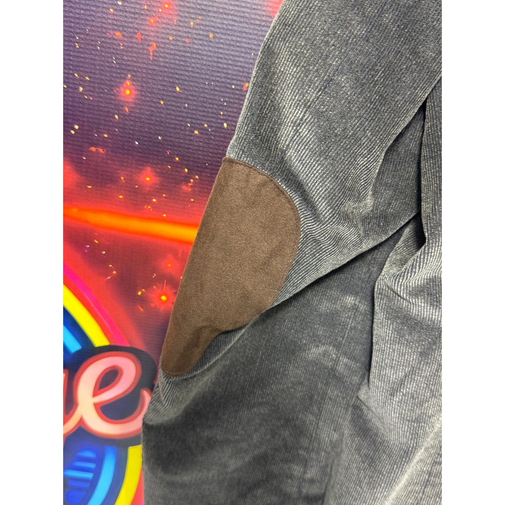 CHAPS Est. 1978 Gray Corduroy Sport Coat Blazer Mens 46R Elbow Patch Preppy Ivy