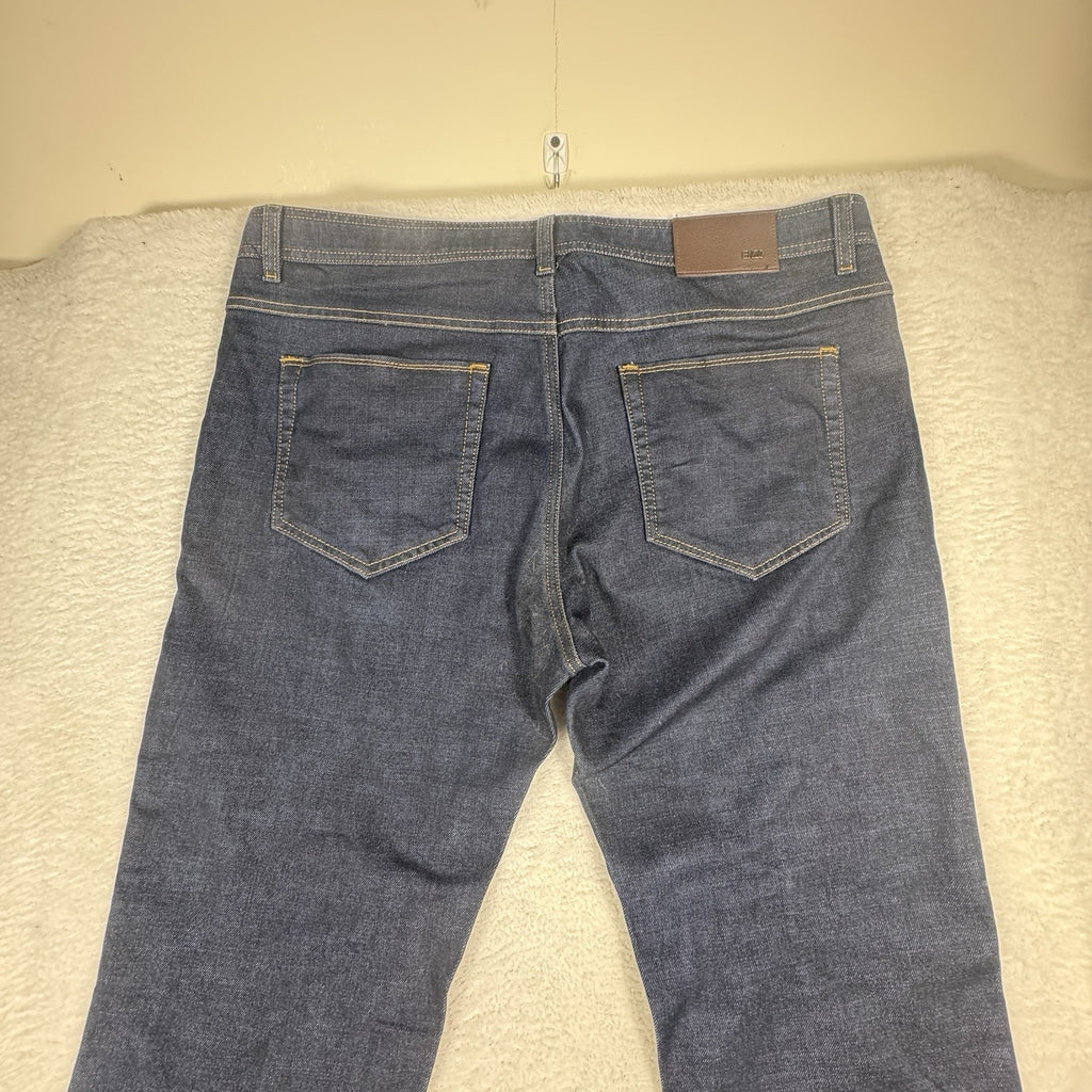 Enzo Tovare Mens 38 x 29 Dark Wash Slim Straight Stretch Denim Jeans Blue