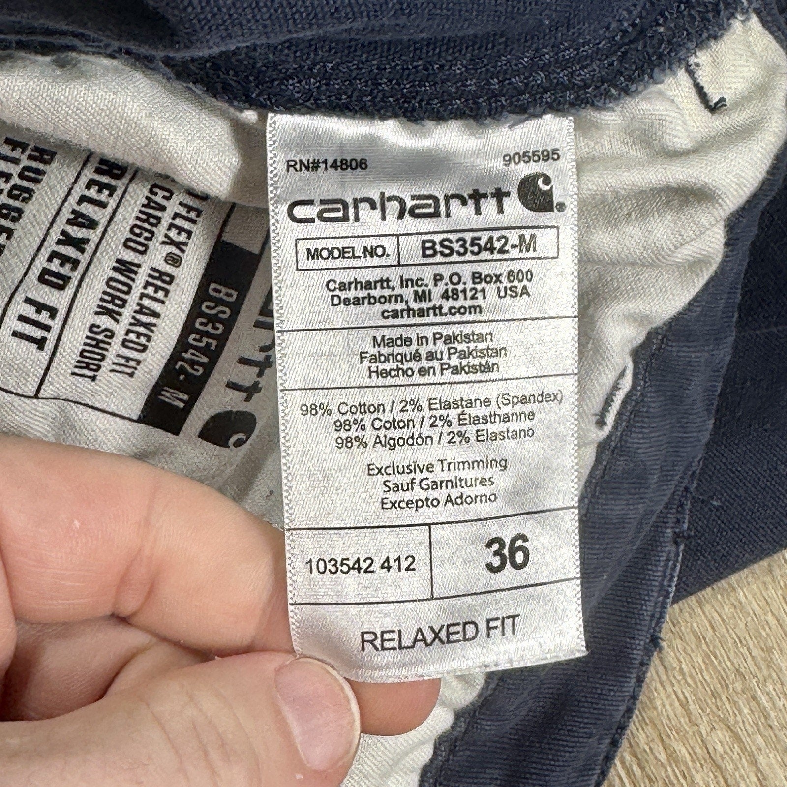 Carhartt Rugged Flex Cargo Work Shorts Men's 34 x 9.5 Navy Relaxed Fit Canvas
