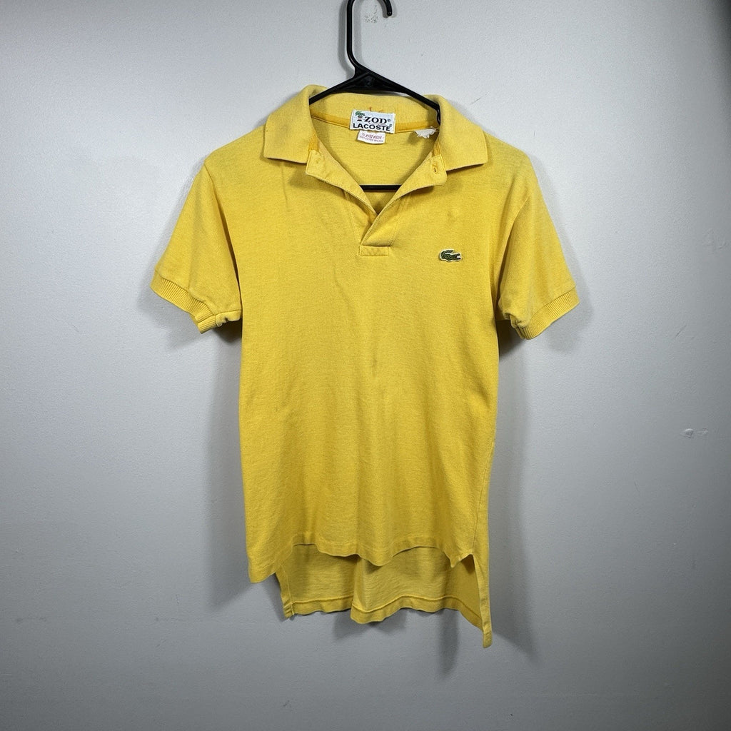 Vtg 60s-70s IZOD Lacoste Yellow Polo Shirt Crocodile Logo Cotton Mens Slim S XS