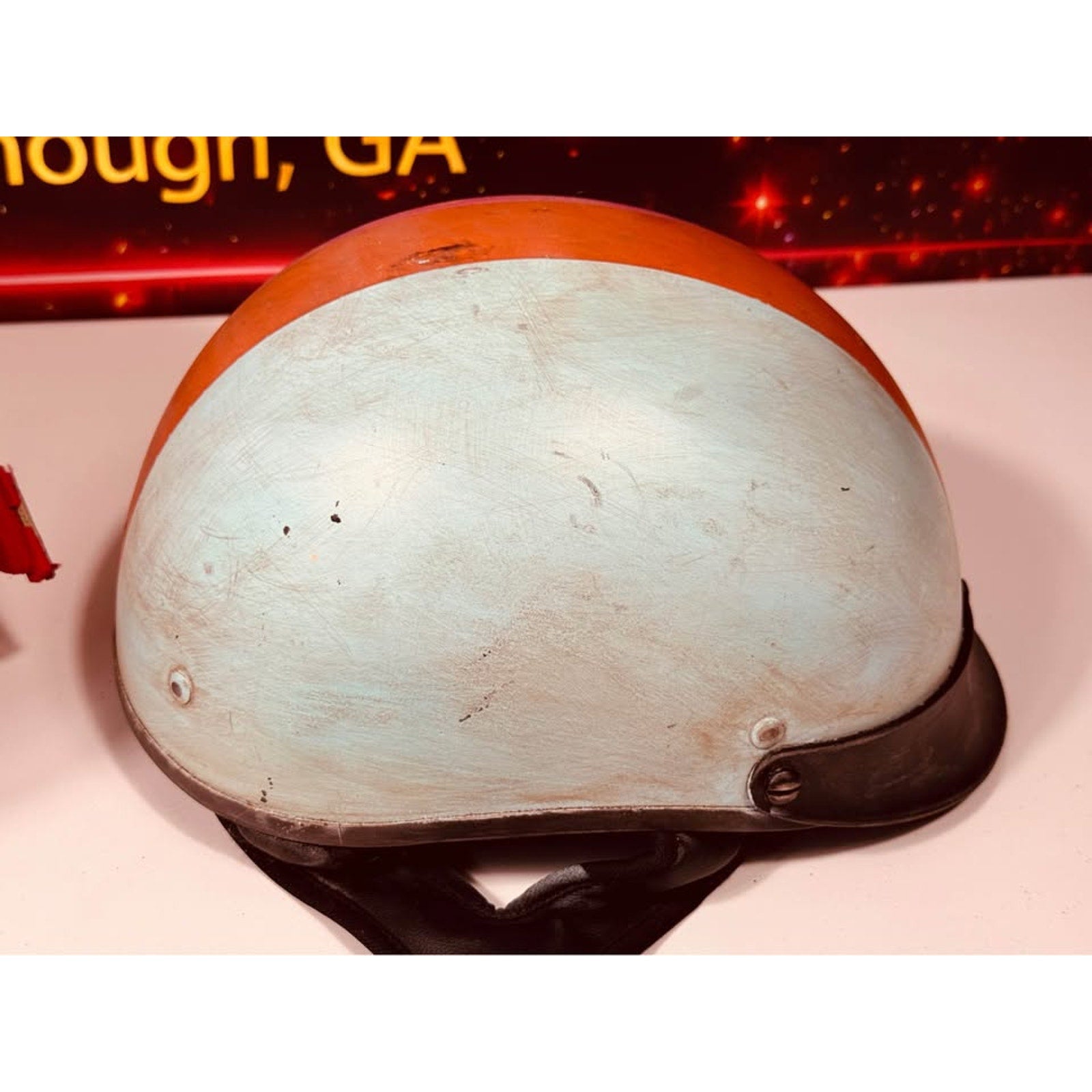 Vintage Retro Motorcycle Helmet Lot Open Face Biker Scooter Cafe Racer Prop Display