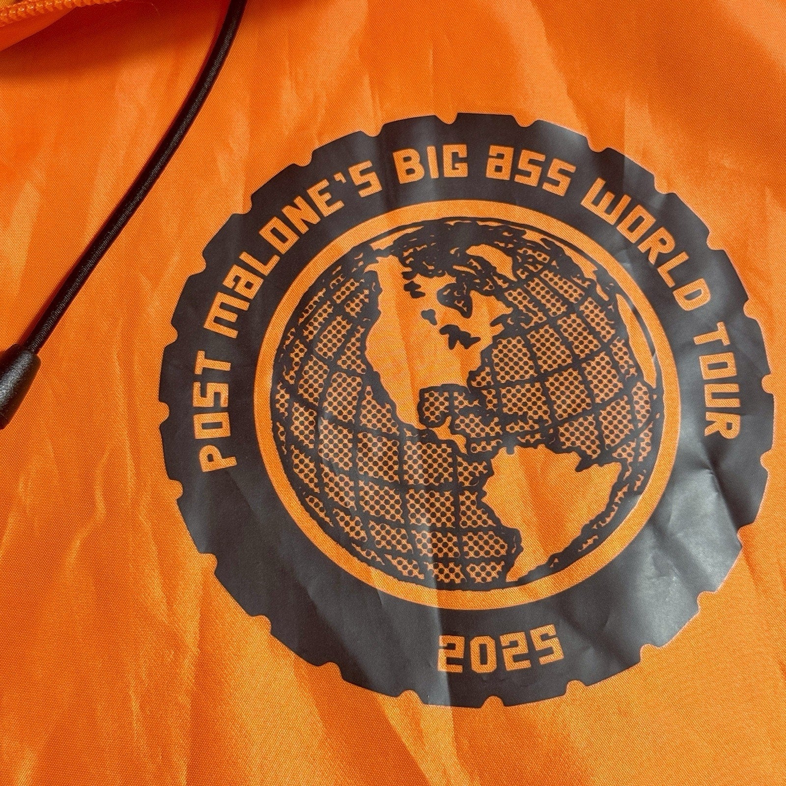 Rare Post Malone Big Ass World Tour 2025 PRG Crew Windbreaker Jacket L Orange