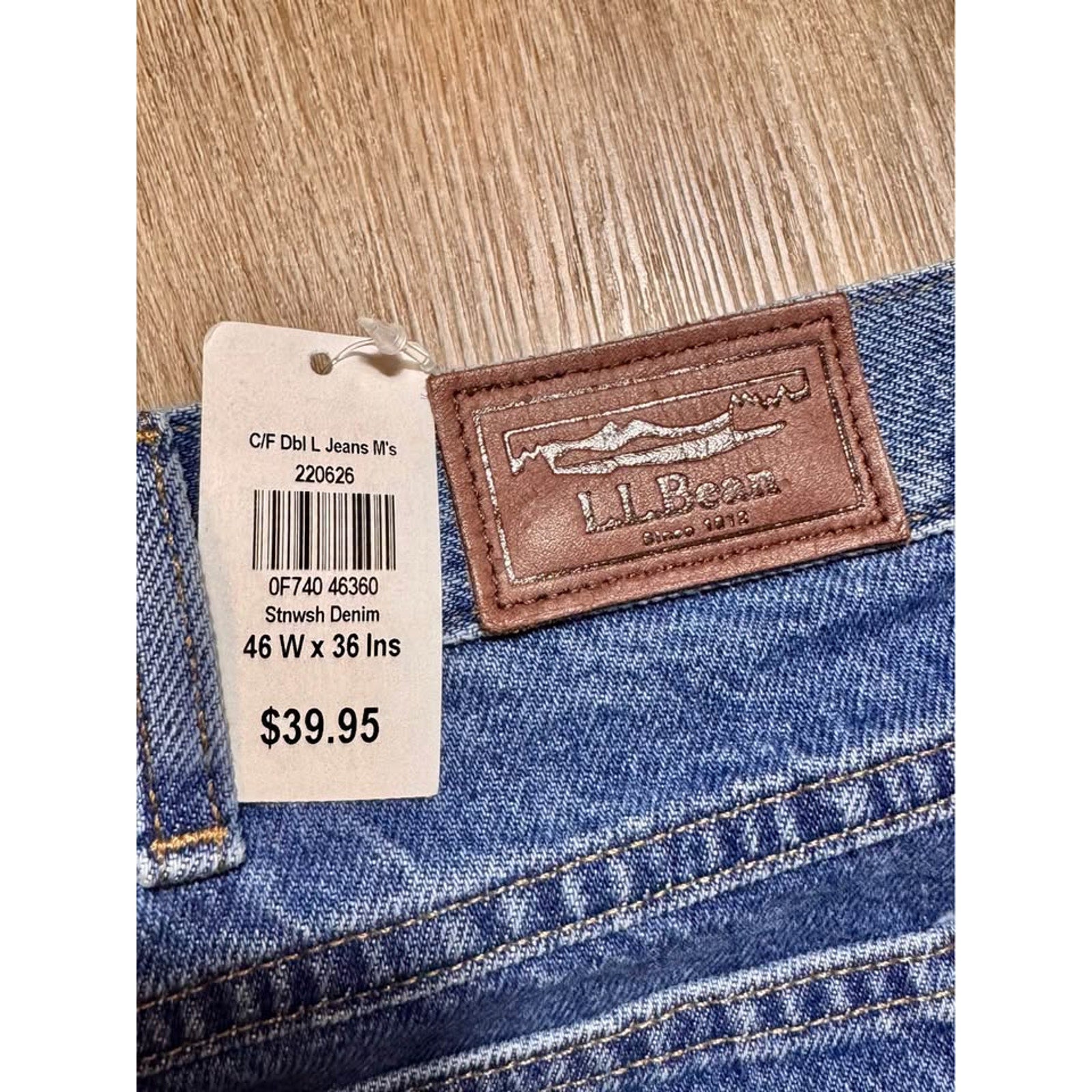 L.L.Bean Men’s Classic Fit 100% Cotton Jeans 46x36 NWT – Medium Blue Straight Leg