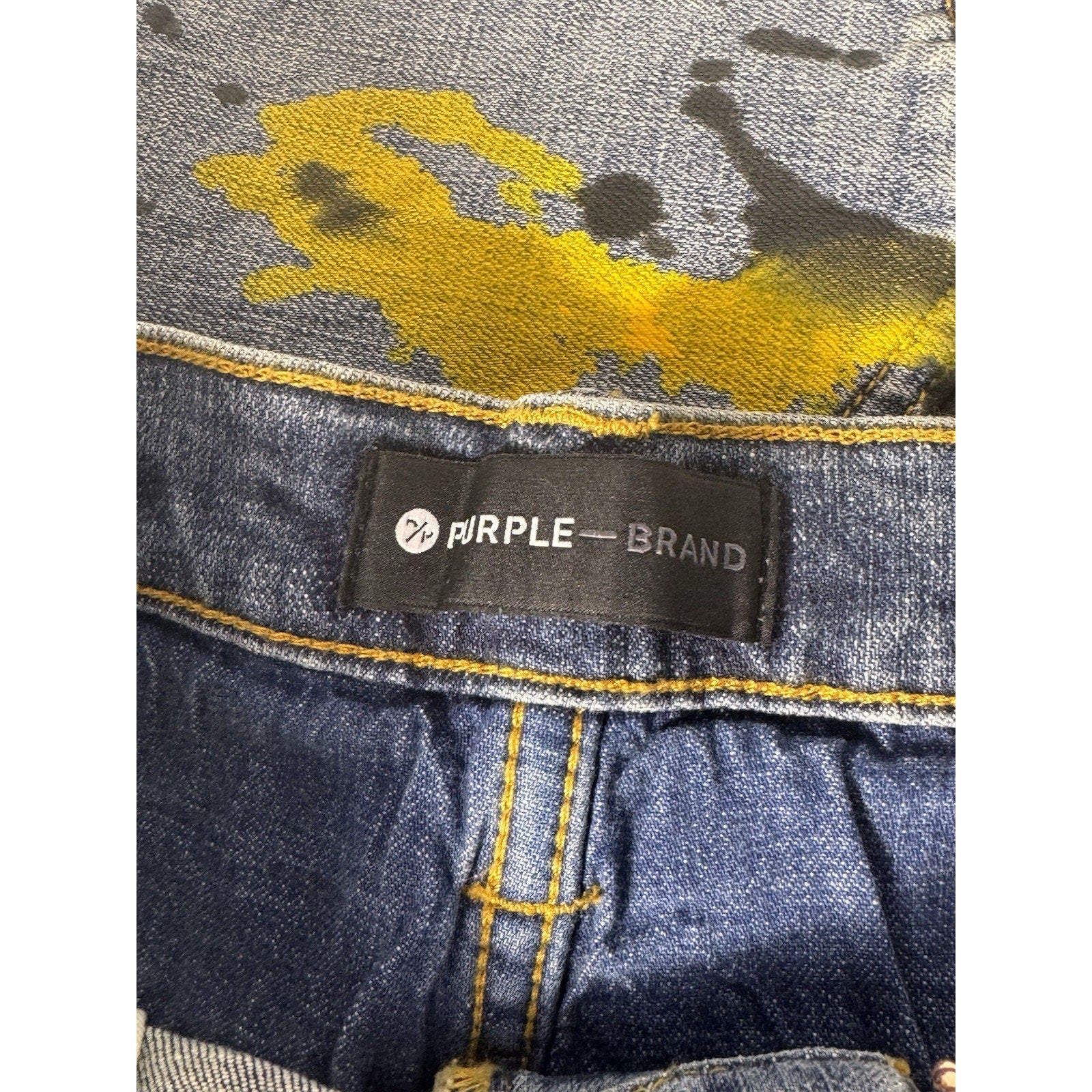 $290 Rare Purple Brand P002 Atlanta Exclusive Gold Paint Splatter Jeans Sz 34x34