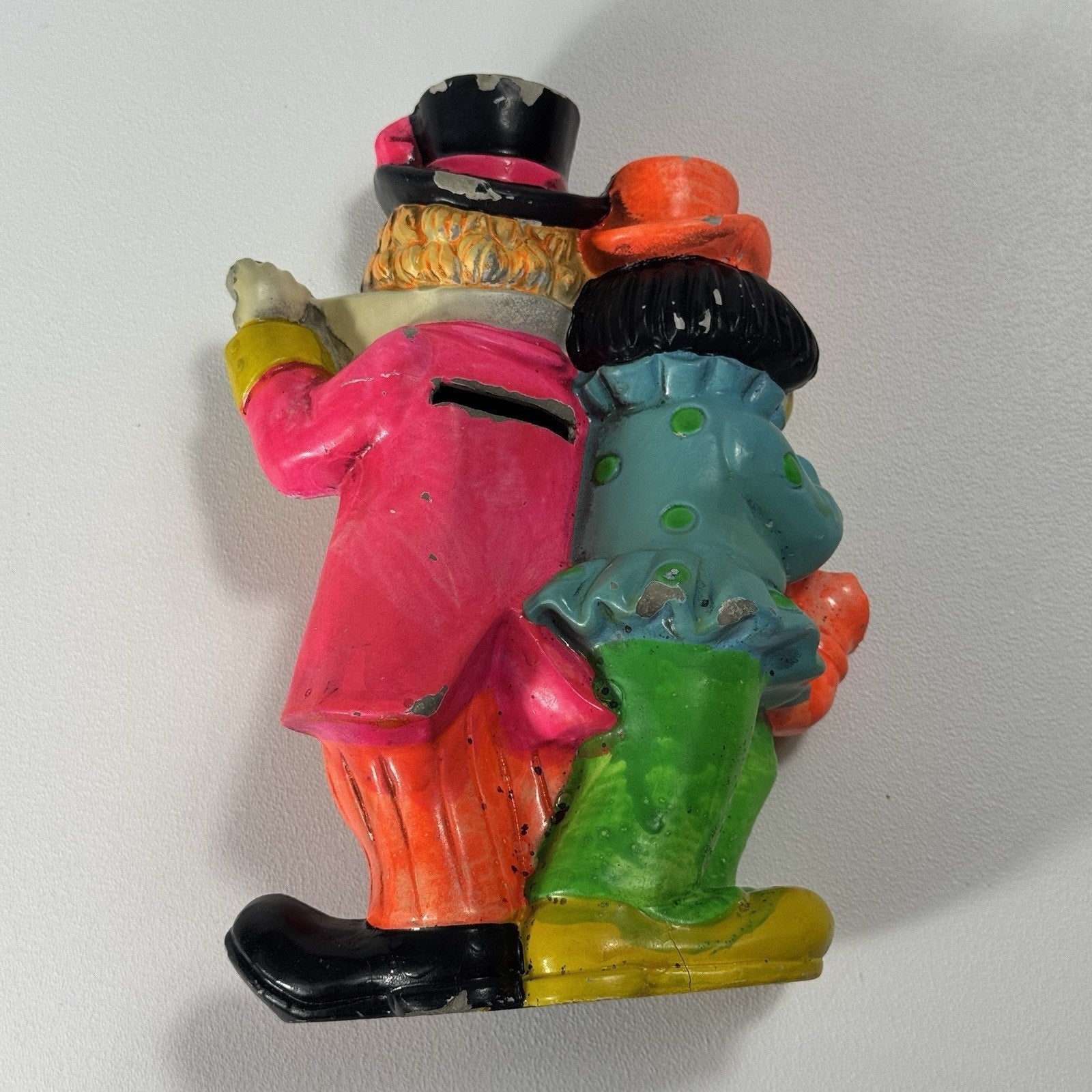Vtg 1968 OSL Japan Musician Clown Coin Bank Chalkware Rare Vibrant Colorful HTF