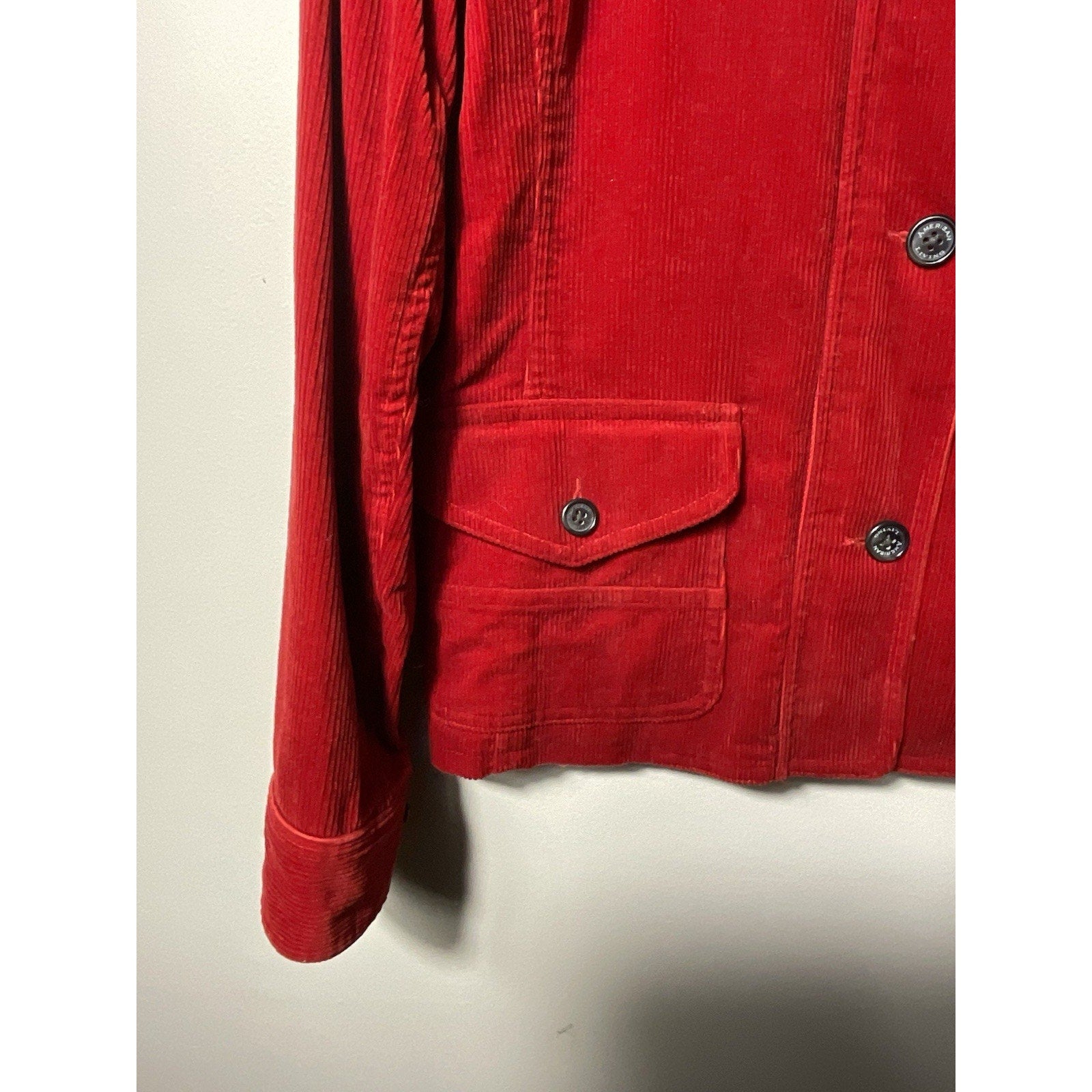 American Living Single Breasted Corduroy Jacket Women's Size M Rust Orange