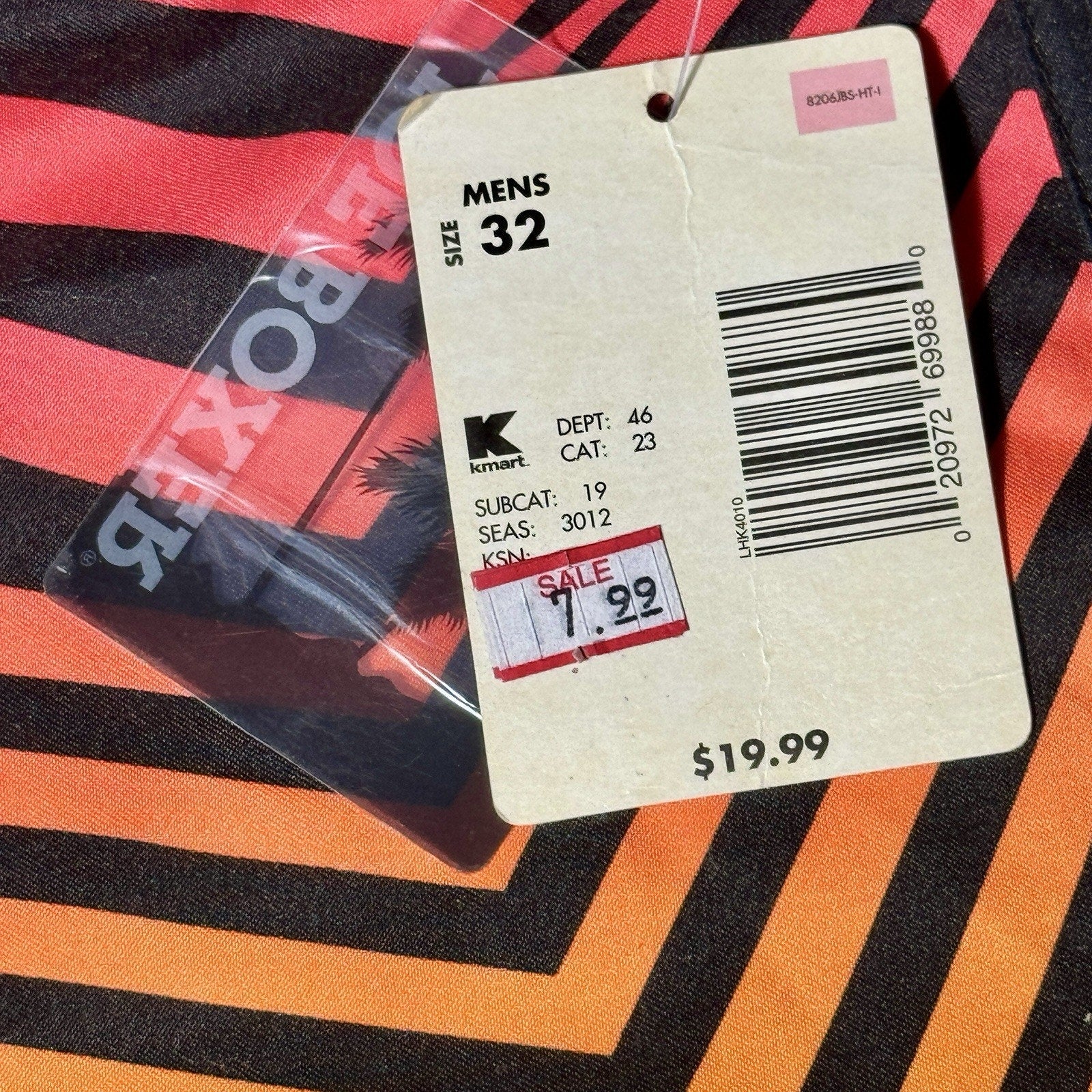 VTG Joe Boxer Men 32 Board Shorts Rainbow ZigZag Neon Swim Trunks Deadstock Y2K