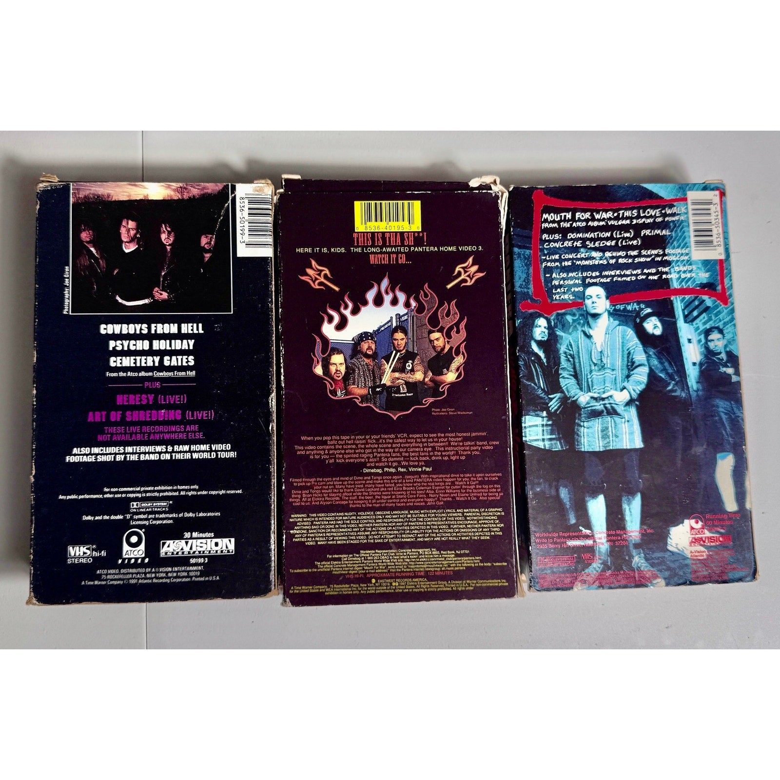 Pantera VHS Lot Vulgar Video Watch It Go 3 Cowboys From Hell Videos Metal 🎸🤘🏼