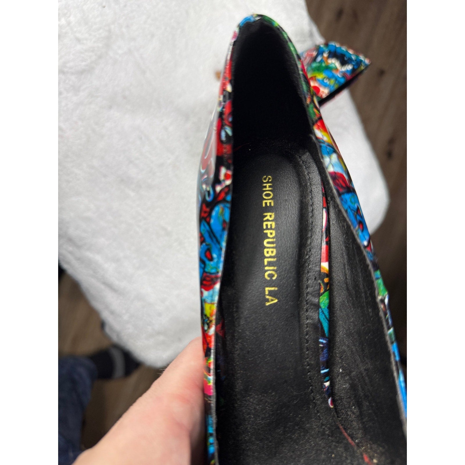 Shoe Republic LA Graffiti Print Stiletto Heels Women’s Size 6.5 7 Pointed Toe Pumps