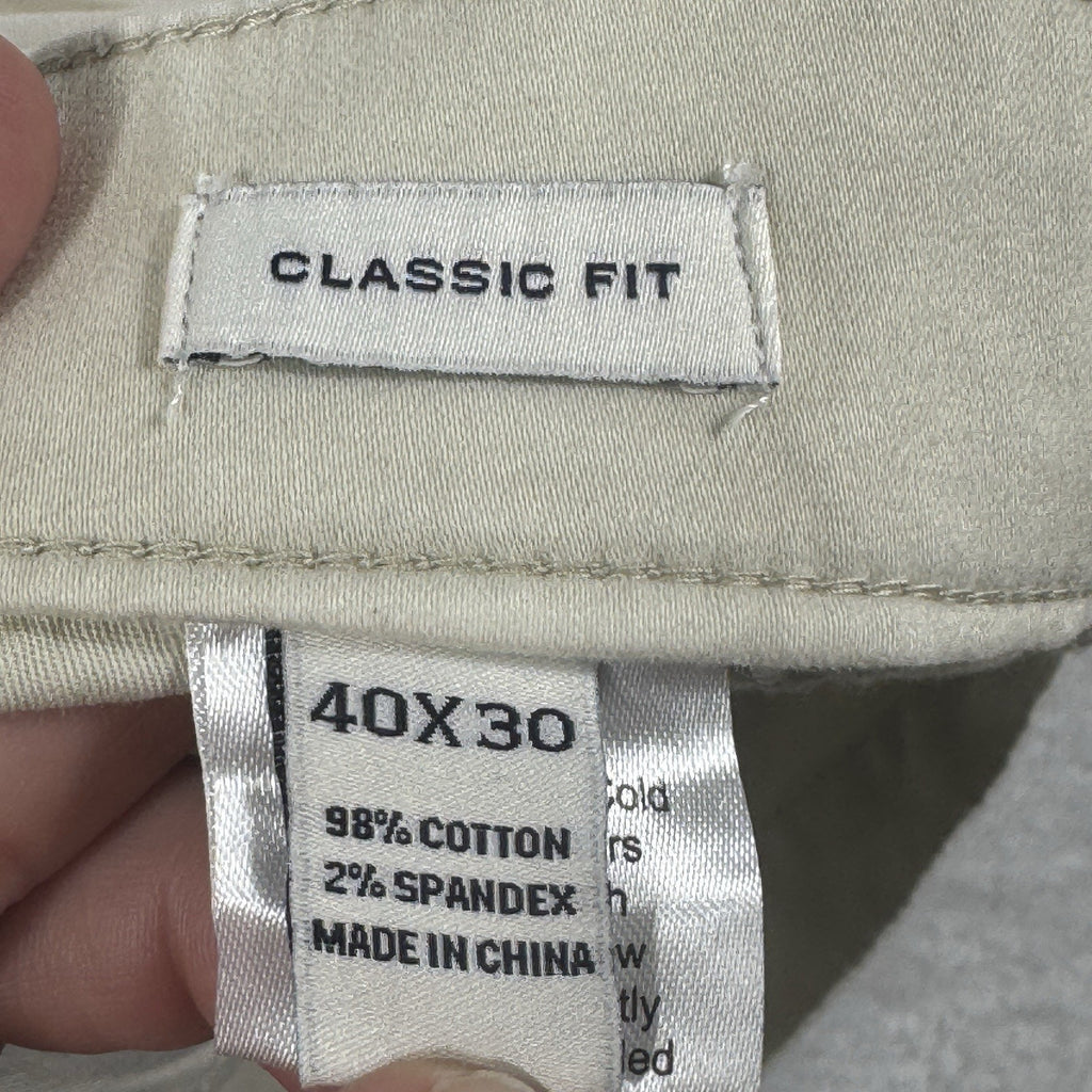 Joseph Abboud Classic Fit Sateen Pants Men’s 40 x 30 Cotton Stretch Stone Beige