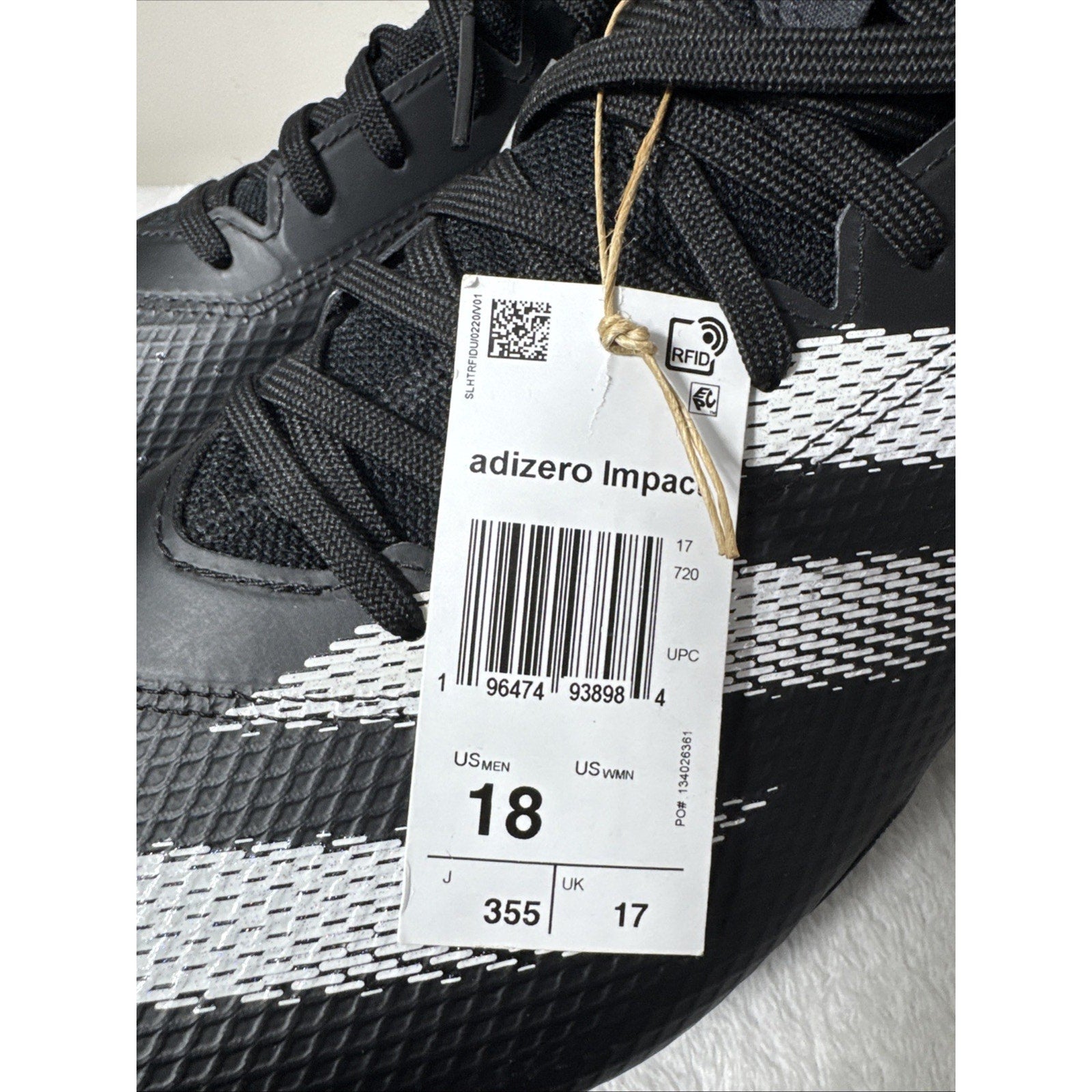 Adidas Adizero Impact Football Cleats Mens Black, Silver Sneakers Shoes Sz 18