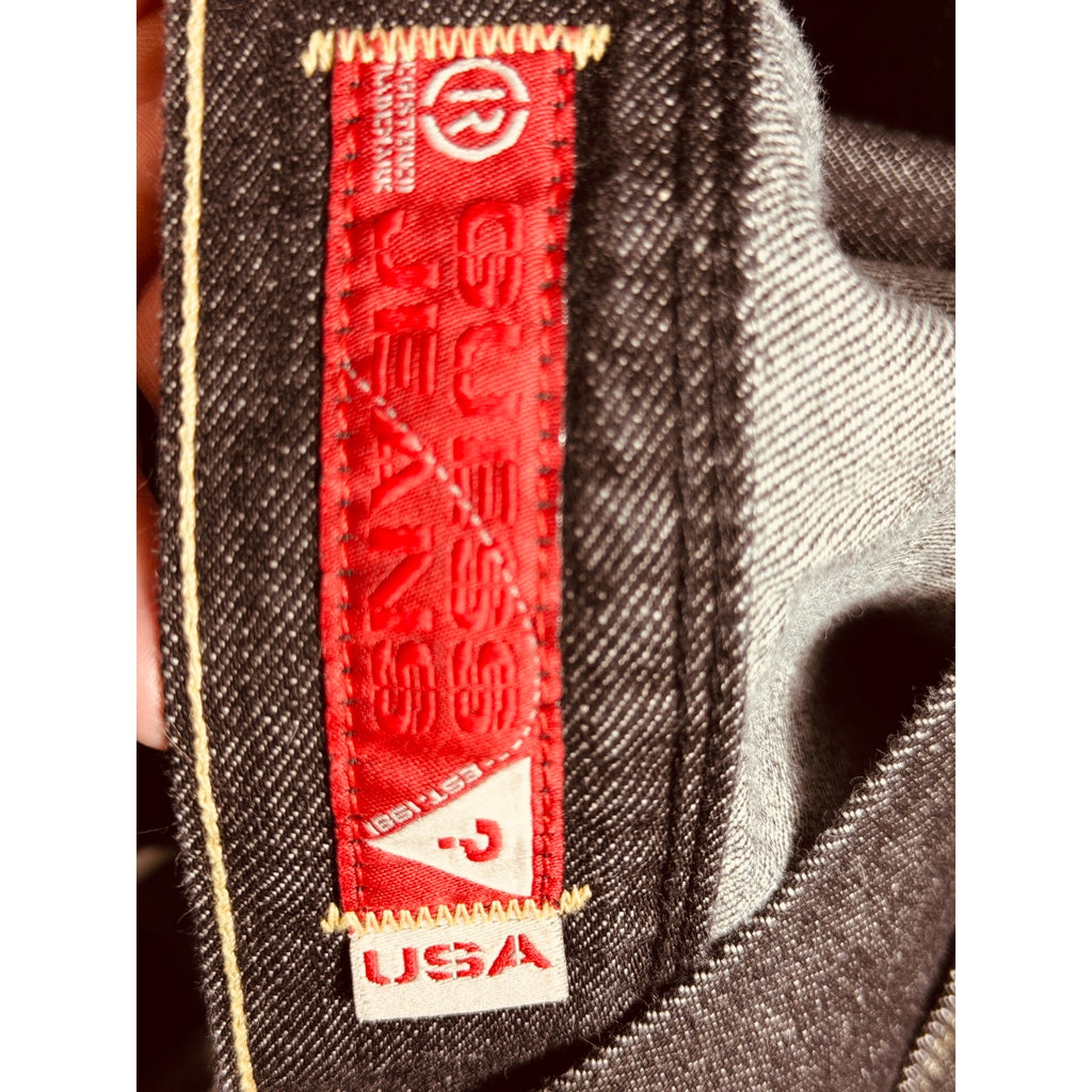 Vintage Y2K Guess Jeans USA Black Denim Chore Jacket Trucker Workwear XXL 2000s