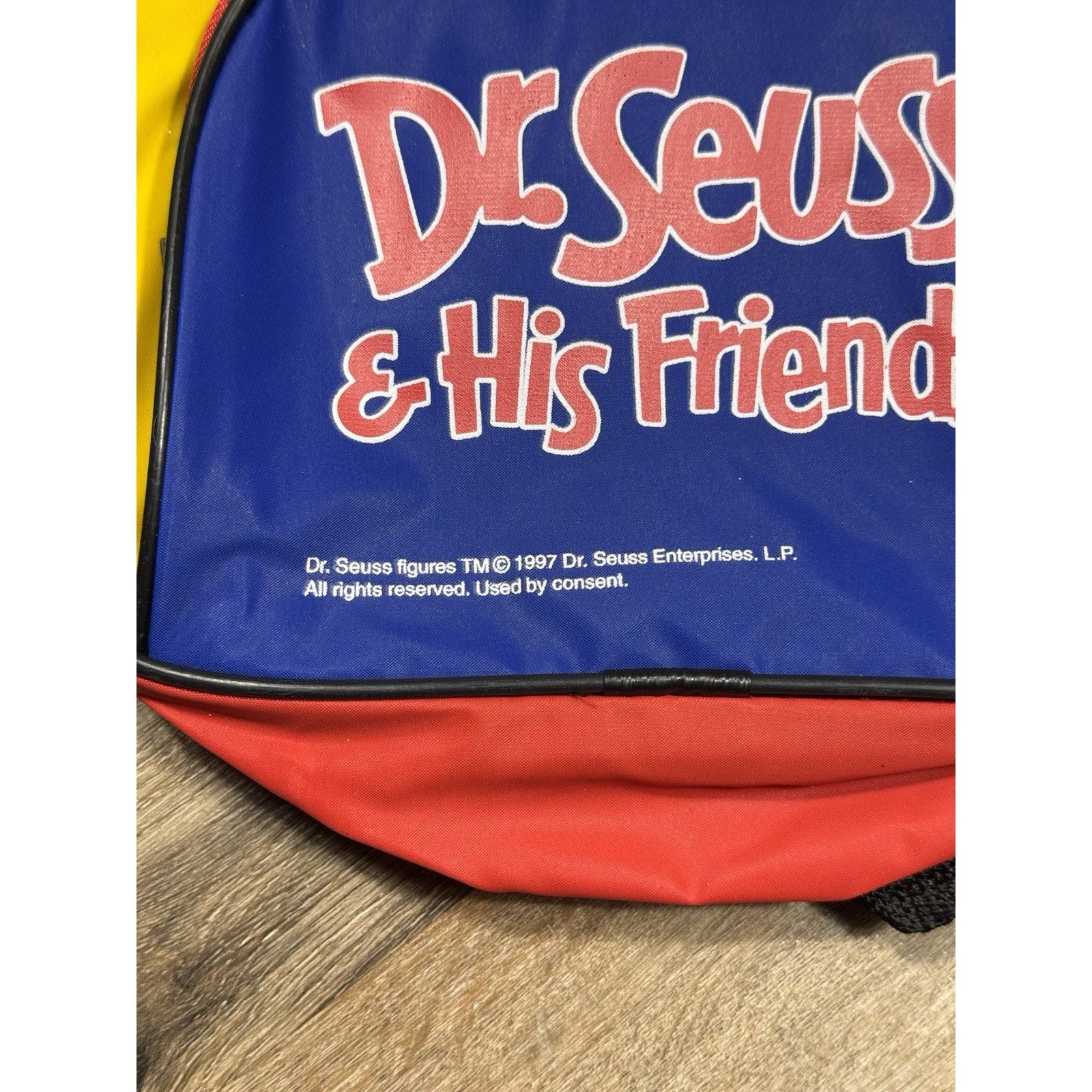 Vtg 1997 Dr Seuss Cat in the Hat Backpack Bookbag Dr Seuss & His Friends Kids