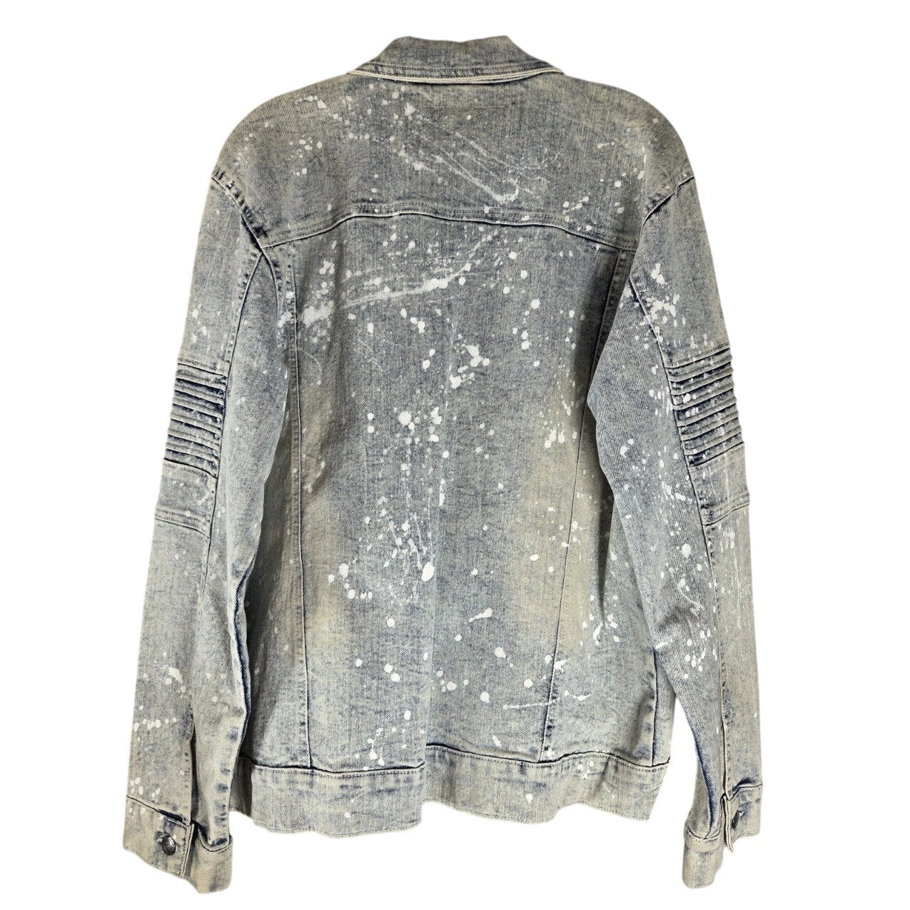 Akademiks Jeanius Denim Jacket Paint Splatter Biker Style Men’s Large