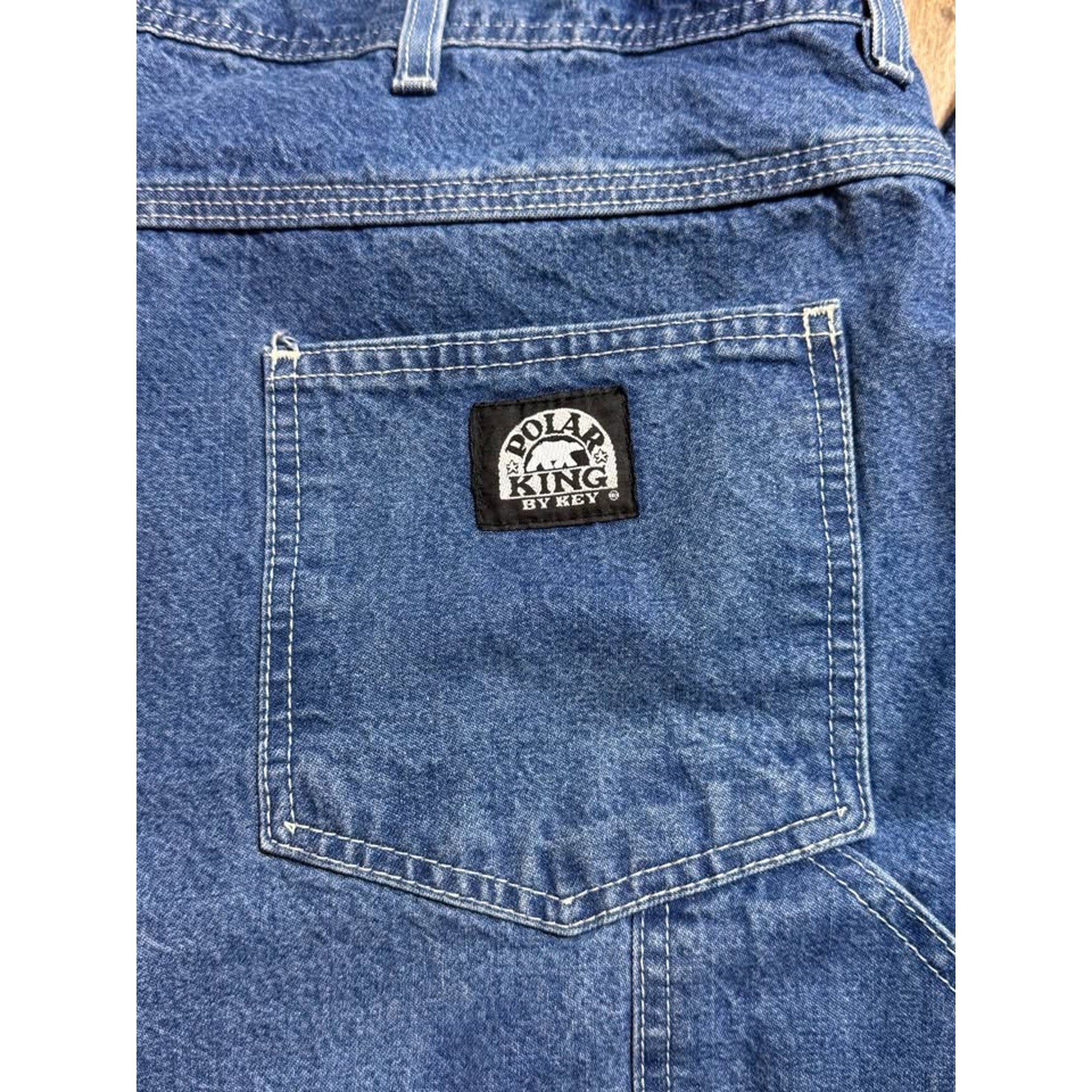 Polar King by Key flannel‑lined carpenter jeans, size 46x32, relaxed fit workwear style.