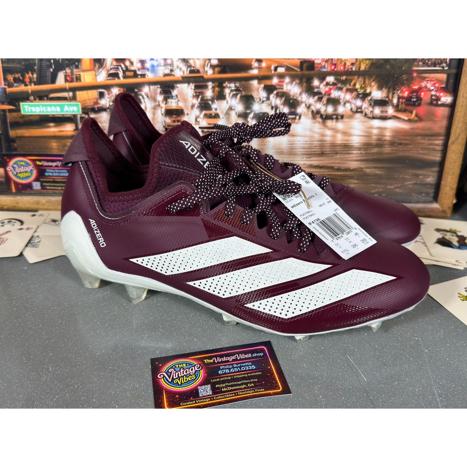 Adidas Adizero Electric.1 Football Cleats Burgundy White IF4196 Men’s 11.5 New