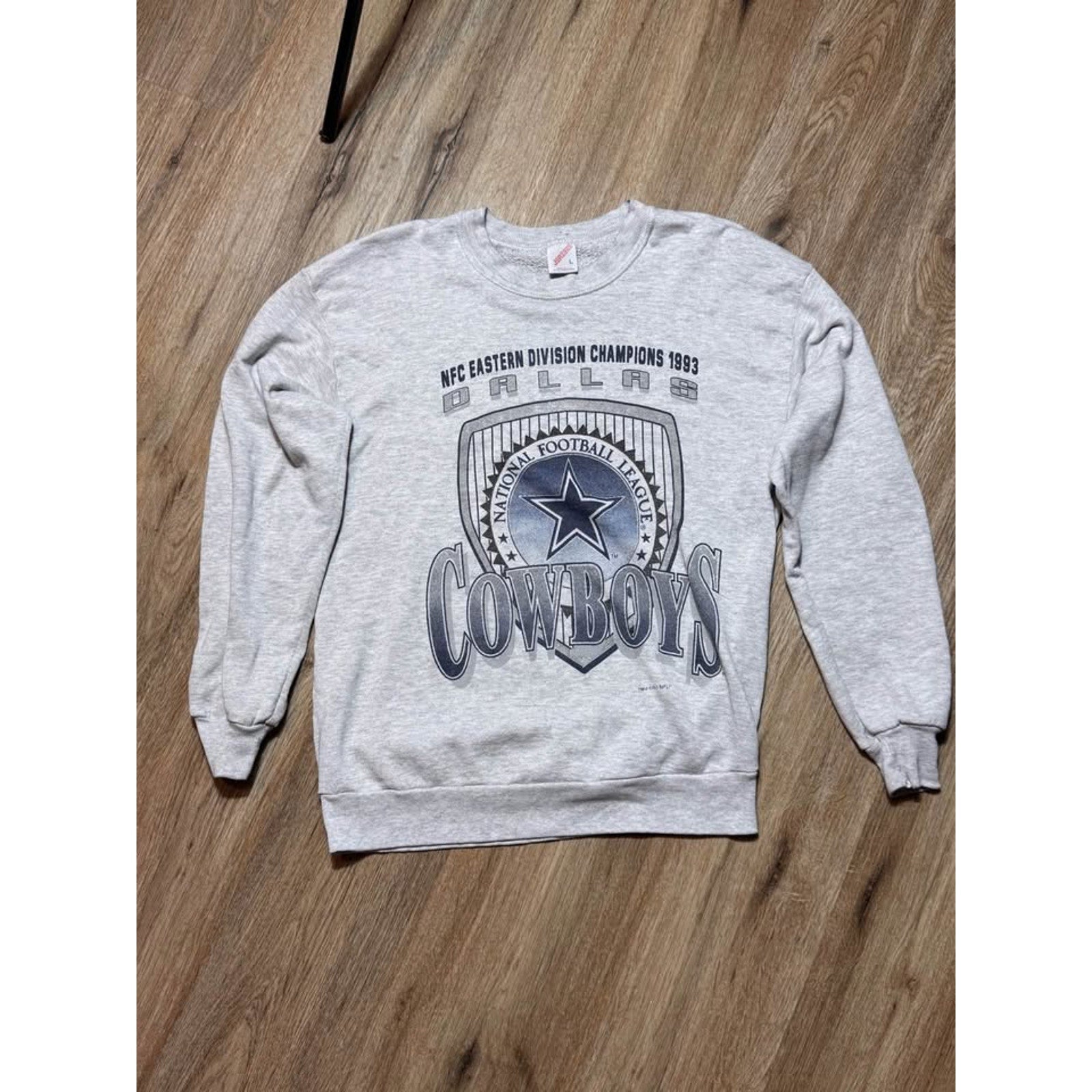Vintage 1993 Dallas Cowboys NFC East Champs Crewneck L Gray USA -