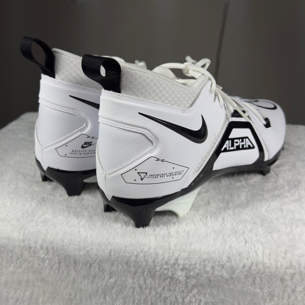 Nike Alpha Menace Pro 3 WD Mid PE Football Cleats White Black DH3292-100 Men13 W