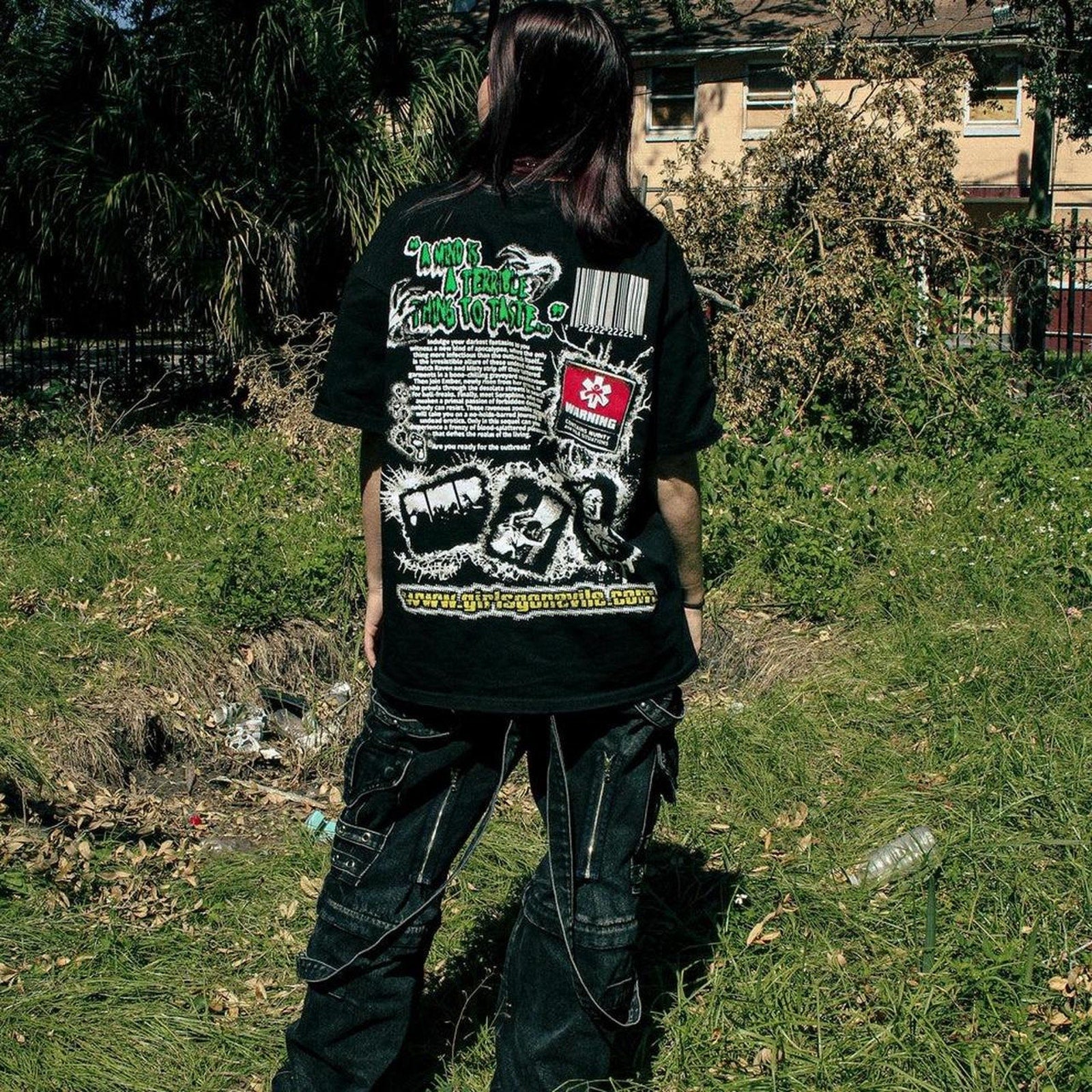 Vtg Girls Gone Vile Zombie Outbreak Uncensored T Shirt XL Black Goth