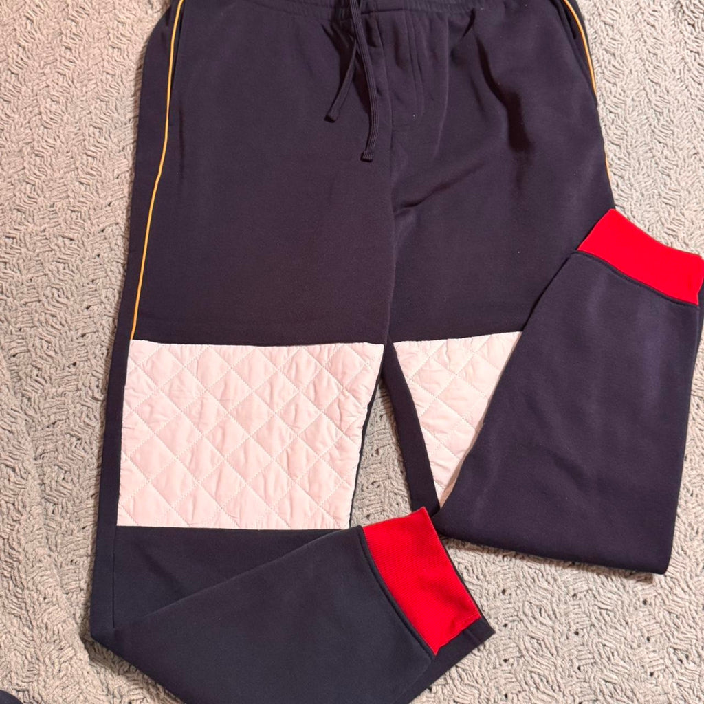 Red Ape Tracksuit 3XL Colorblock Quilted Jogger Jacket Navy Red Cream Streetwear