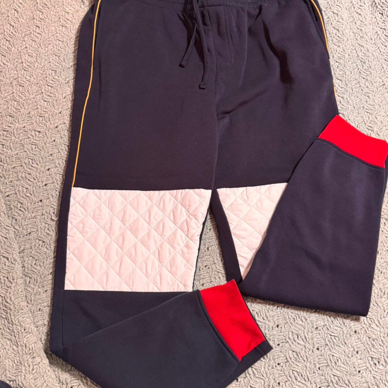 Red Ape Tracksuit 3XL Colorblock Quilted Jogger Jacket Navy Red Cream Streetwear